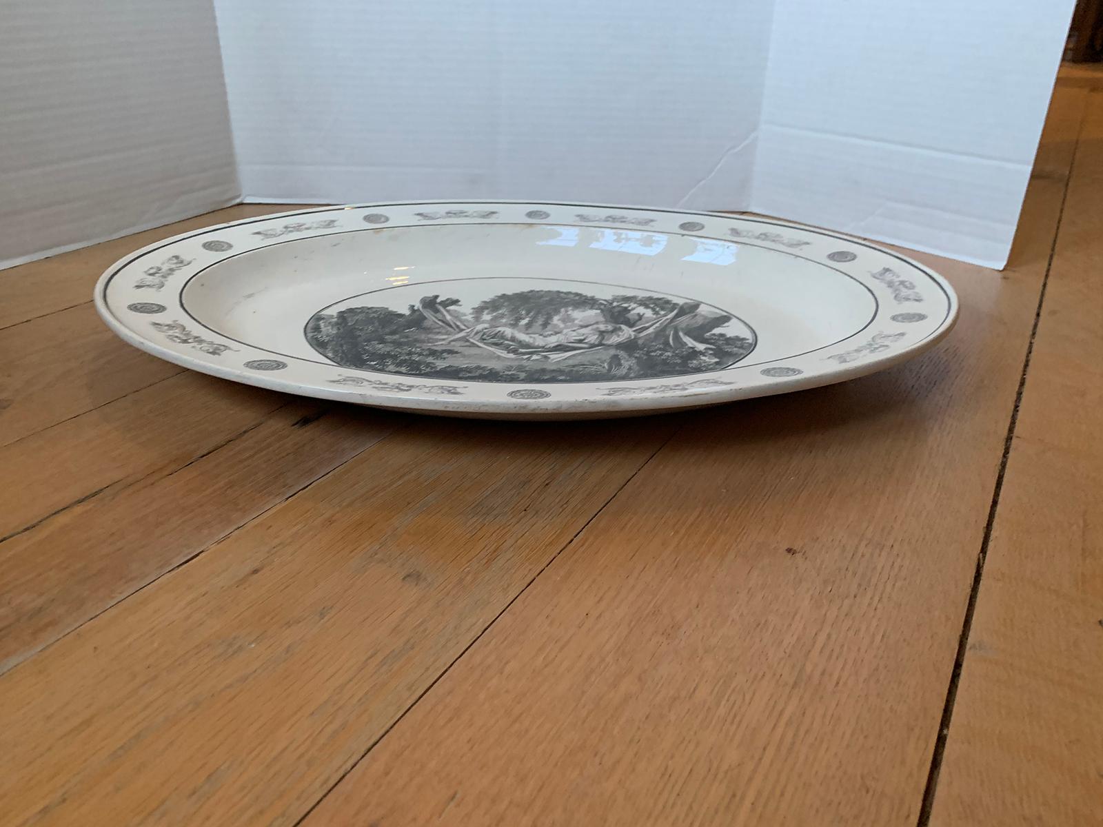 19th Century French Faience Creil-Montereau Glazed Transfer Earthenware Plate For Sale 3