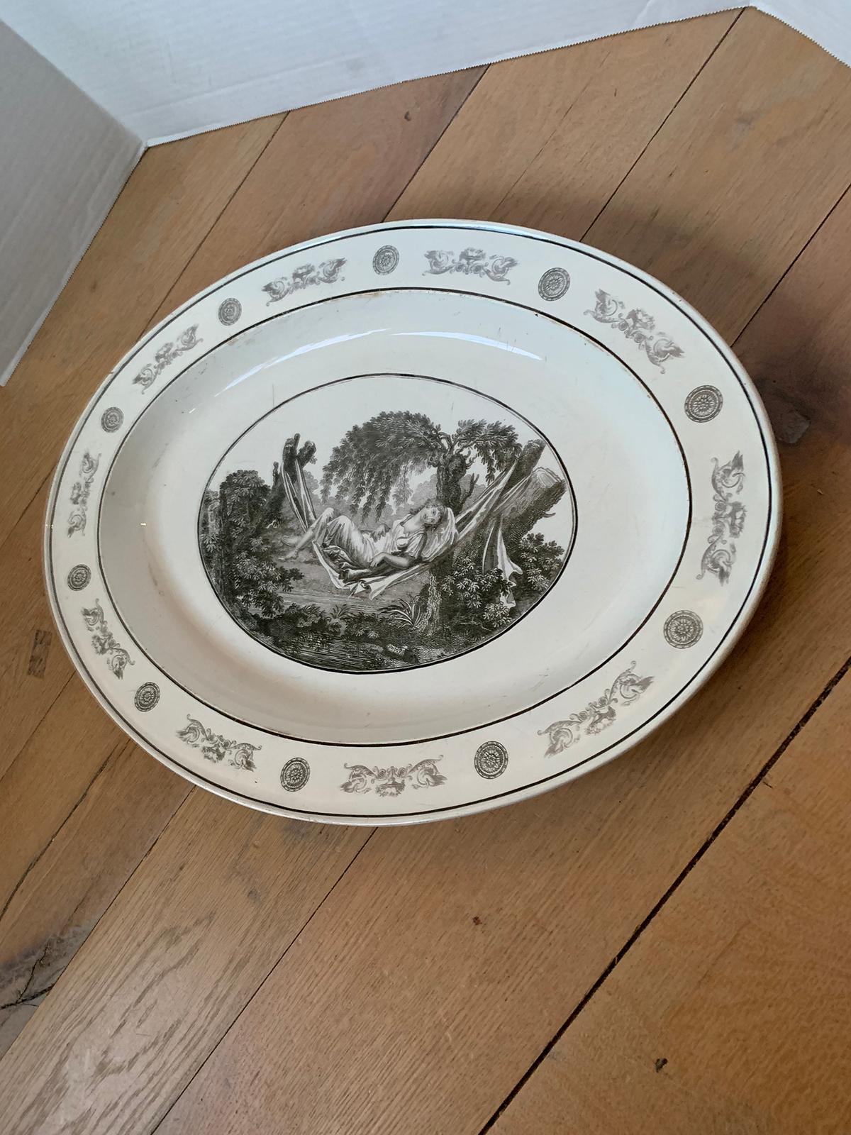 19th Century French Faience Creil-Montereau Glazed Transfer Earthenware Plate For Sale 4