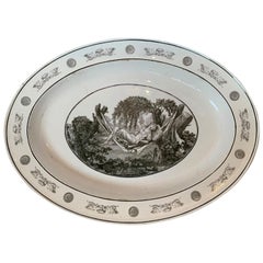 19th Century French Faience Creil-Montereau Glazed Transfer Earthenware Plate