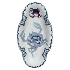 19th Century French Faience Dish Crab & Fishs Creil & Montereau