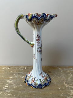 19th-century French faience earthenware candlestic