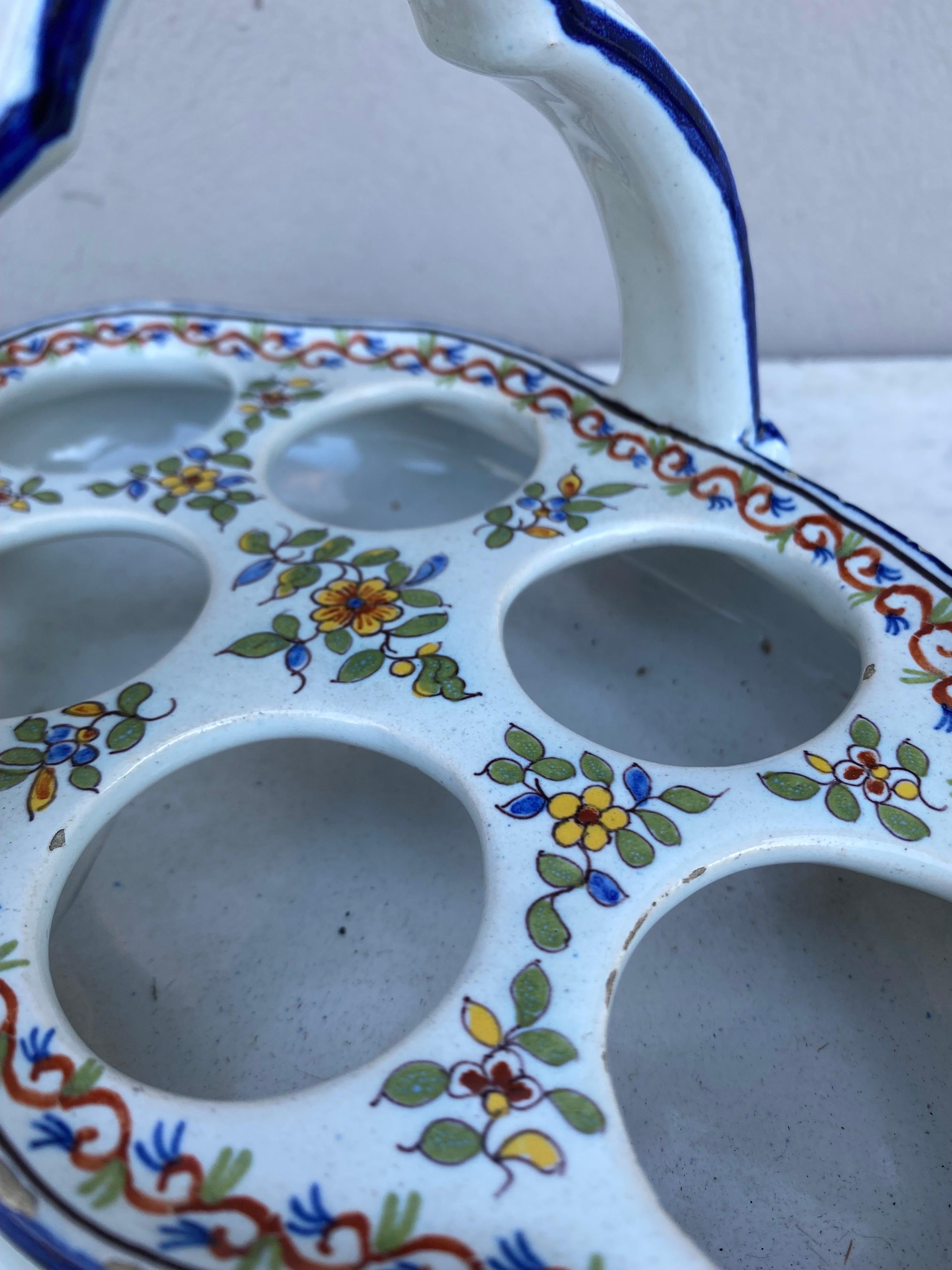 19th Century French Faience Egg Basket Desvres Fourmaintraux For Sale 1