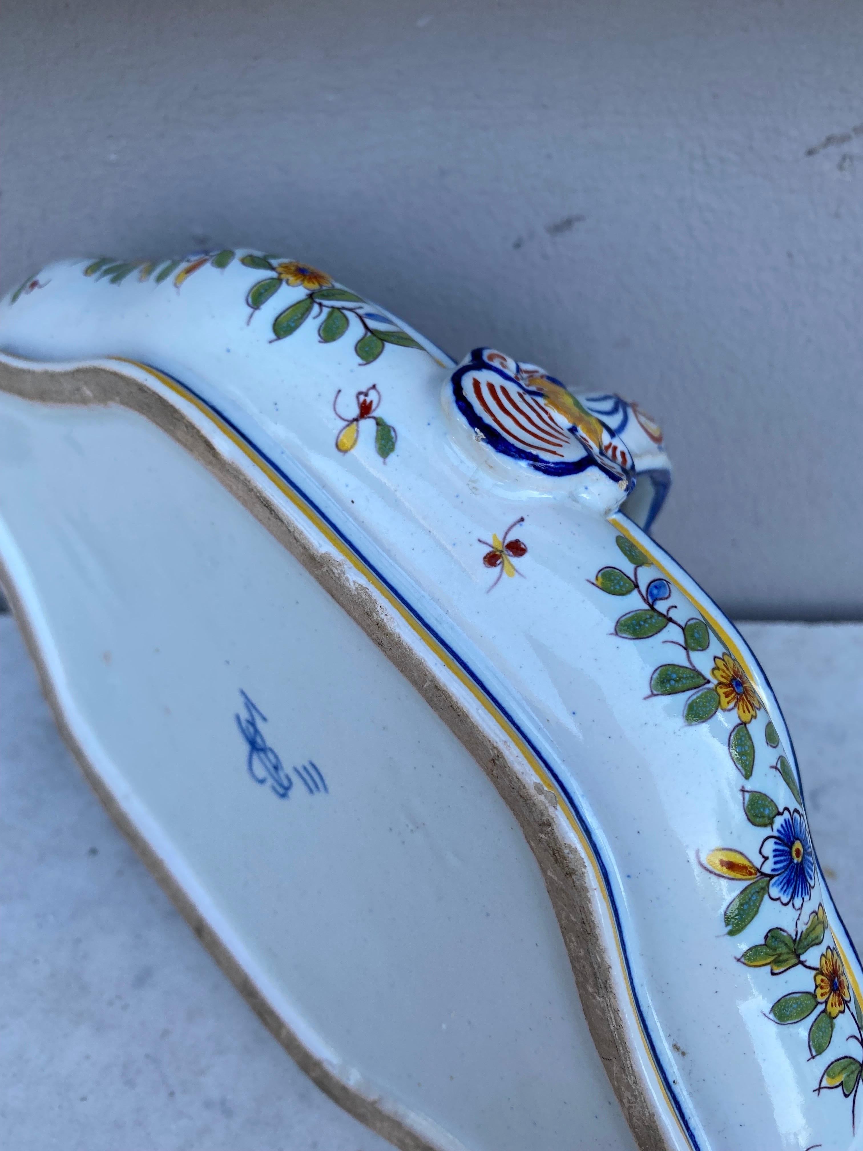 19th Century French Faience Egg Basket Desvres Fourmaintraux For Sale 2