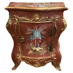 19th Century, French Faience Enameled Chinoiserie Table Top Cabinet