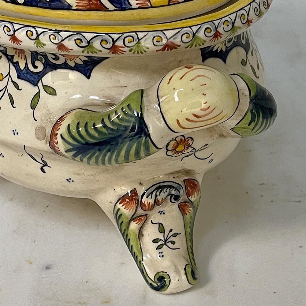 19th Century French Faience Hand-Painted Soup Tureen 6