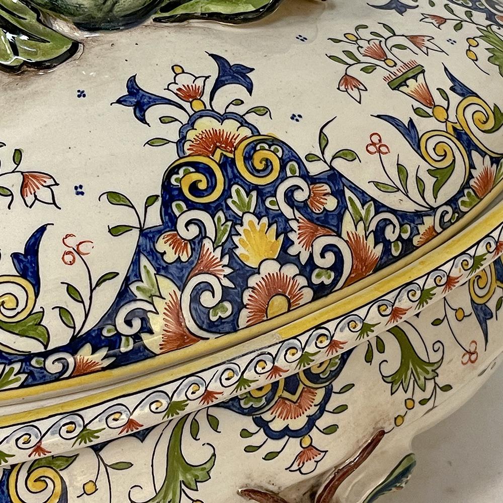 19th Century French Faience Hand-Painted Soup Tureen 9