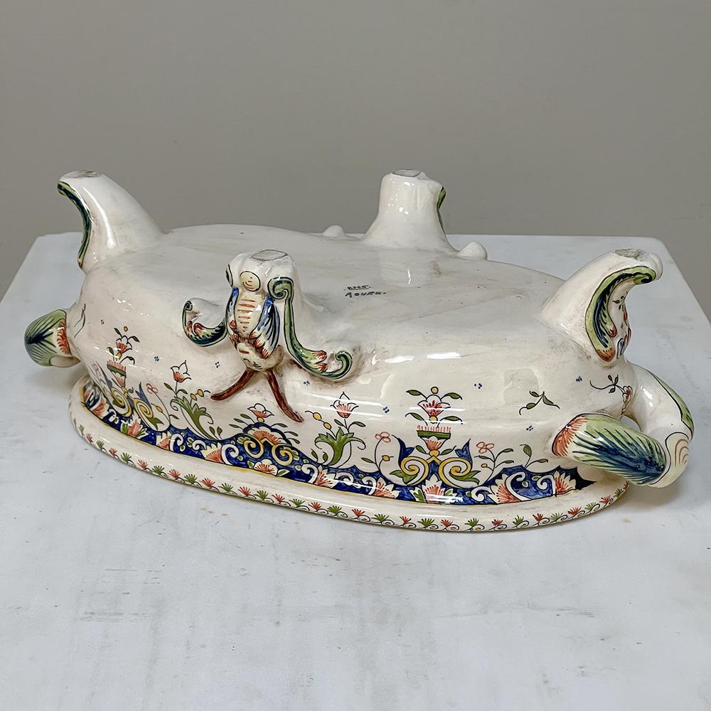 19th Century French Faience Hand-Painted Soup Tureen 11