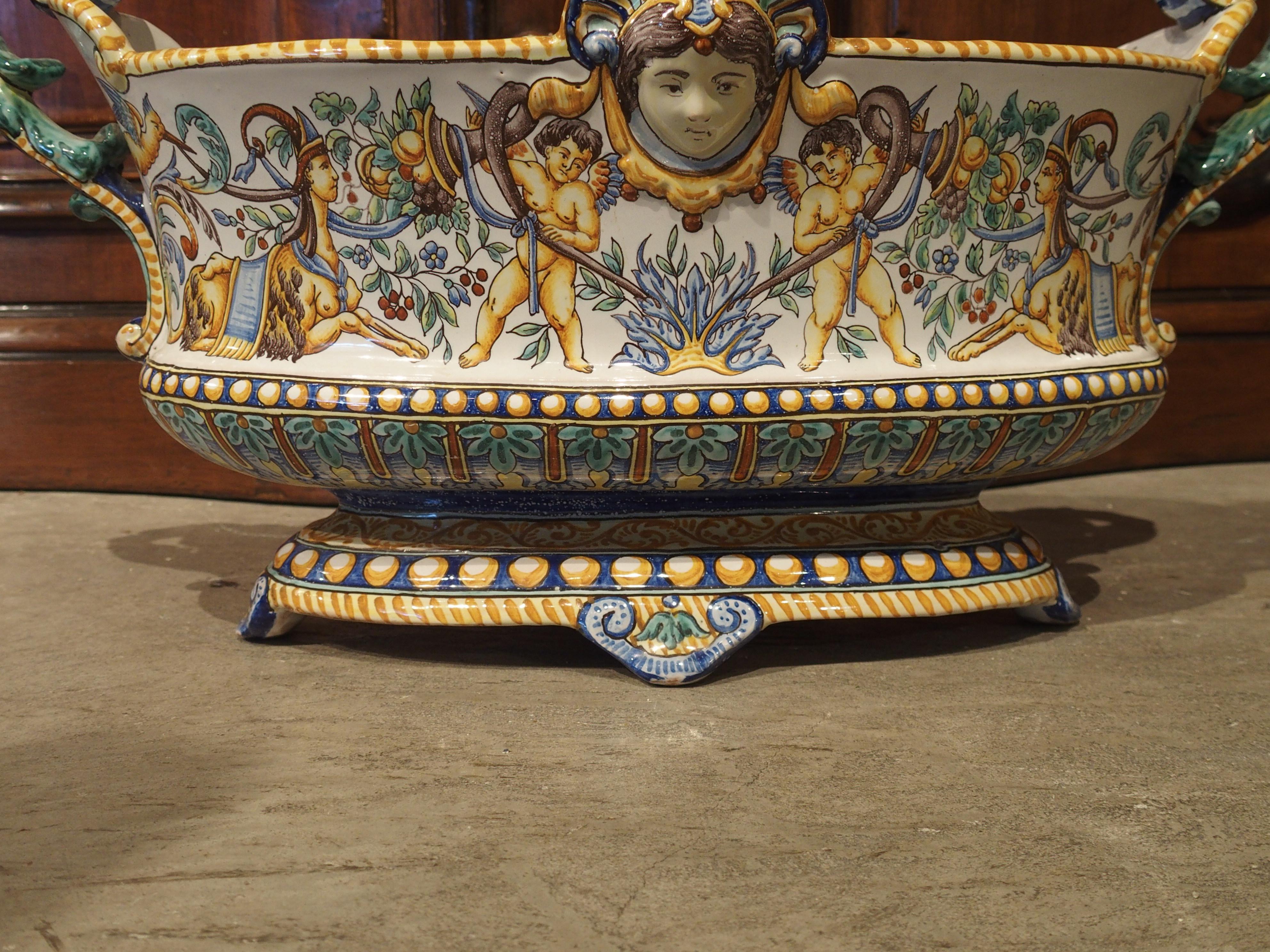 19th Century French Faience Jardinière, Antoine Montagnon, Nevers 5