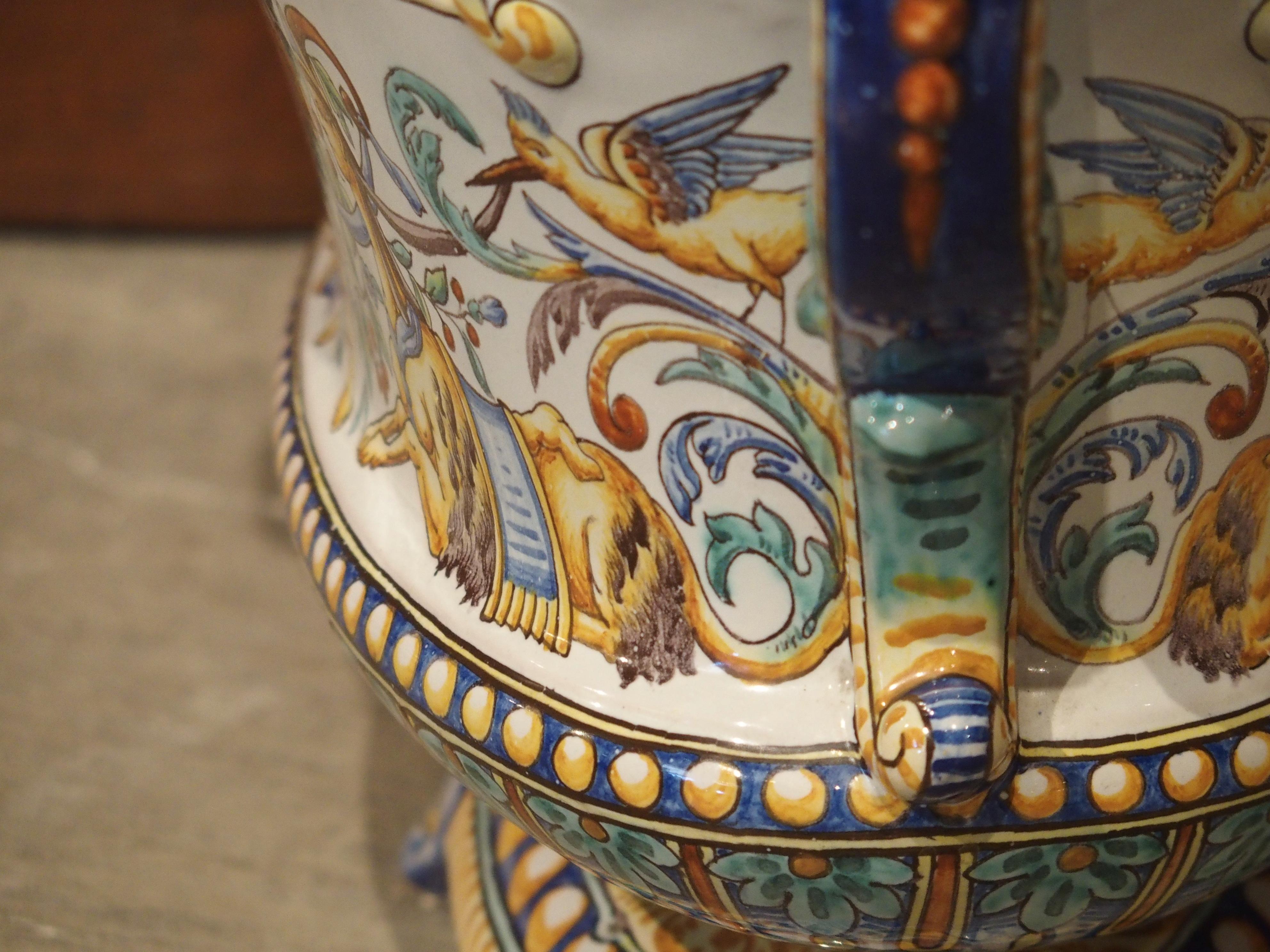 19th Century French Faience Jardinière, Antoine Montagnon, Nevers In Good Condition In Dallas, TX