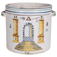 19th Century French Faience Masonic Cachepot