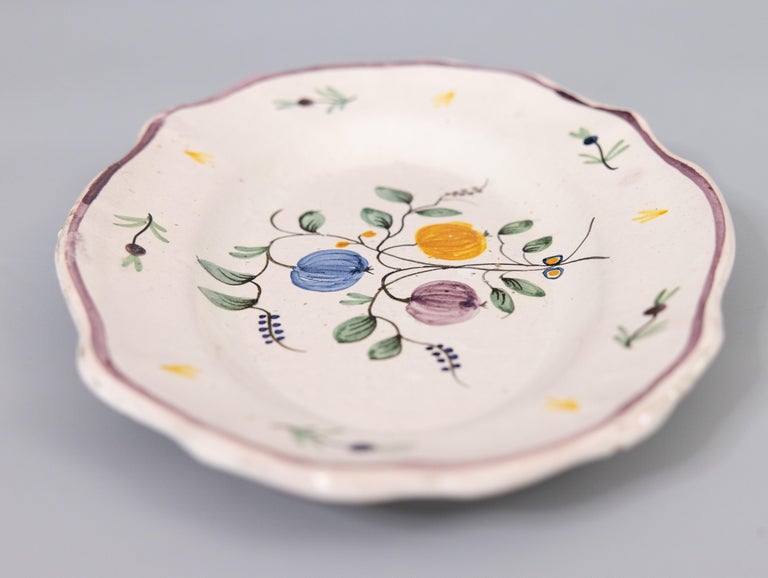 19th Century French Faience Nevers Botanical Oval Plate Platter For