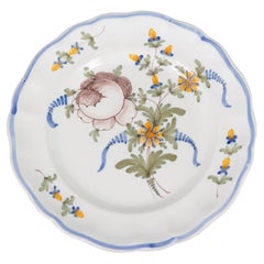 19th Century French Faience Nevers Floral Plate