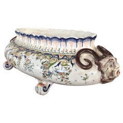 19th Century French Faience Oval Jardiniere