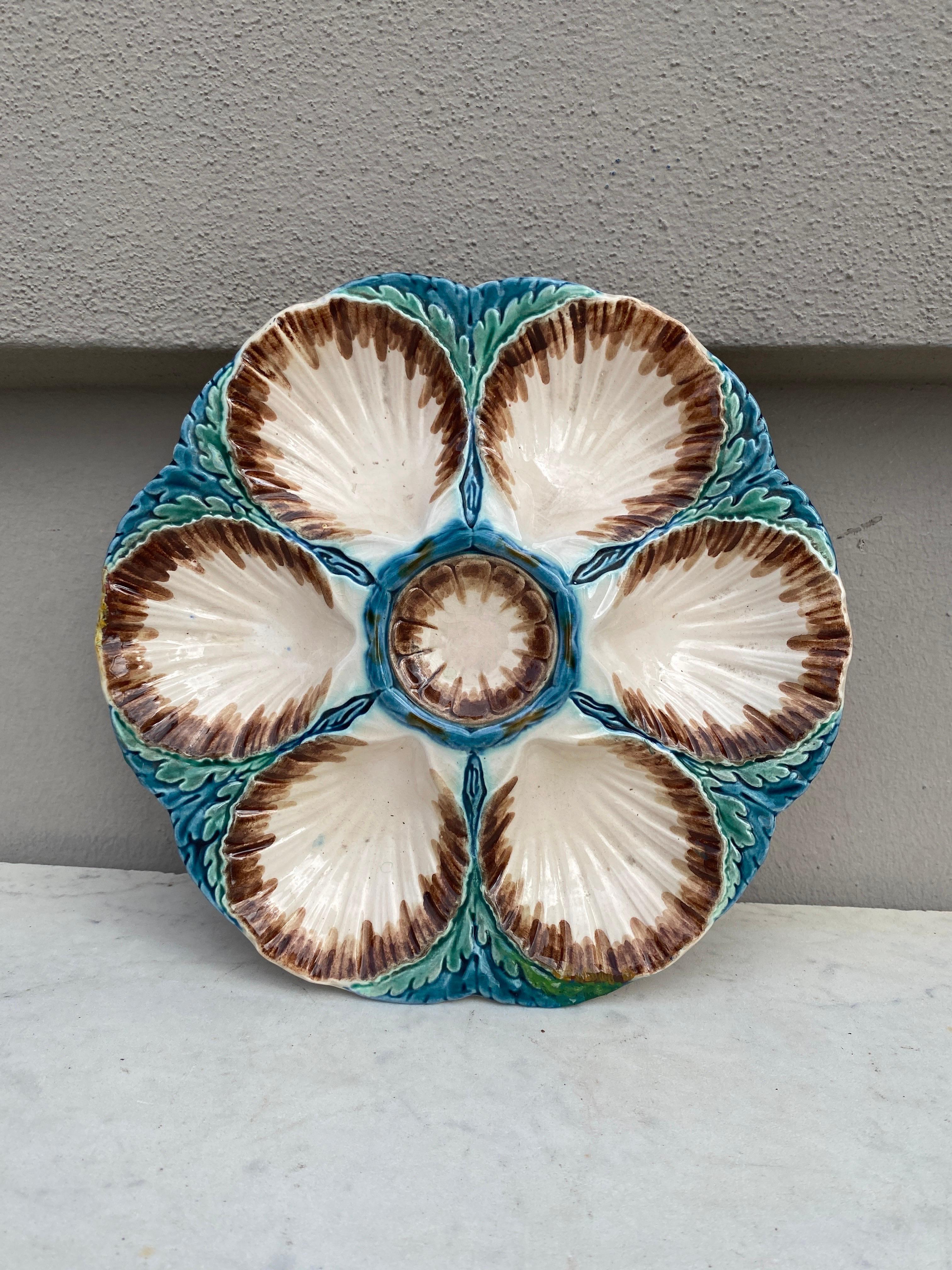 19th Century French Faience Oyster Plate Desvres For Sale 5