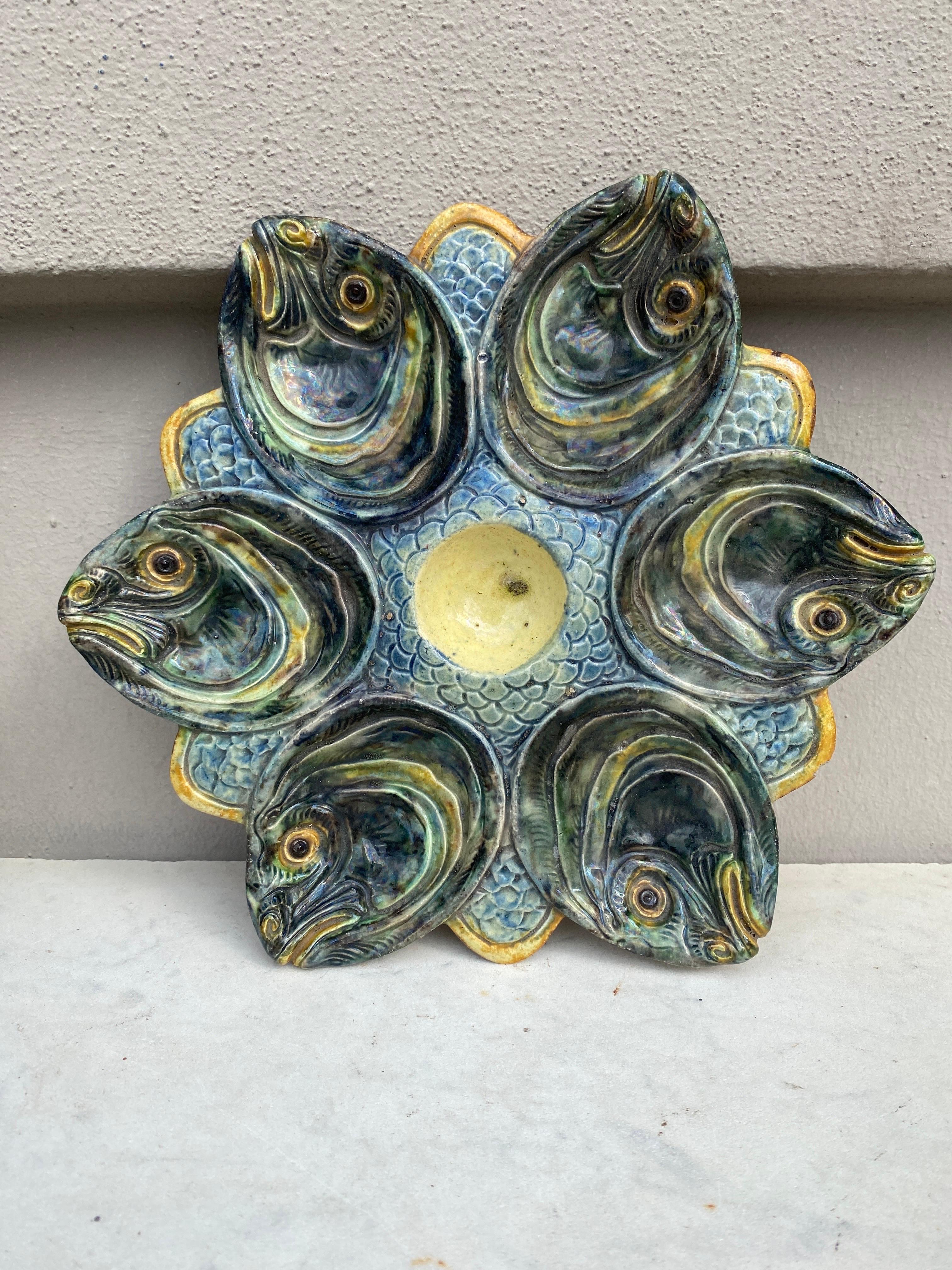 19th Century French Faience Oyster Plate Desvres For Sale 2