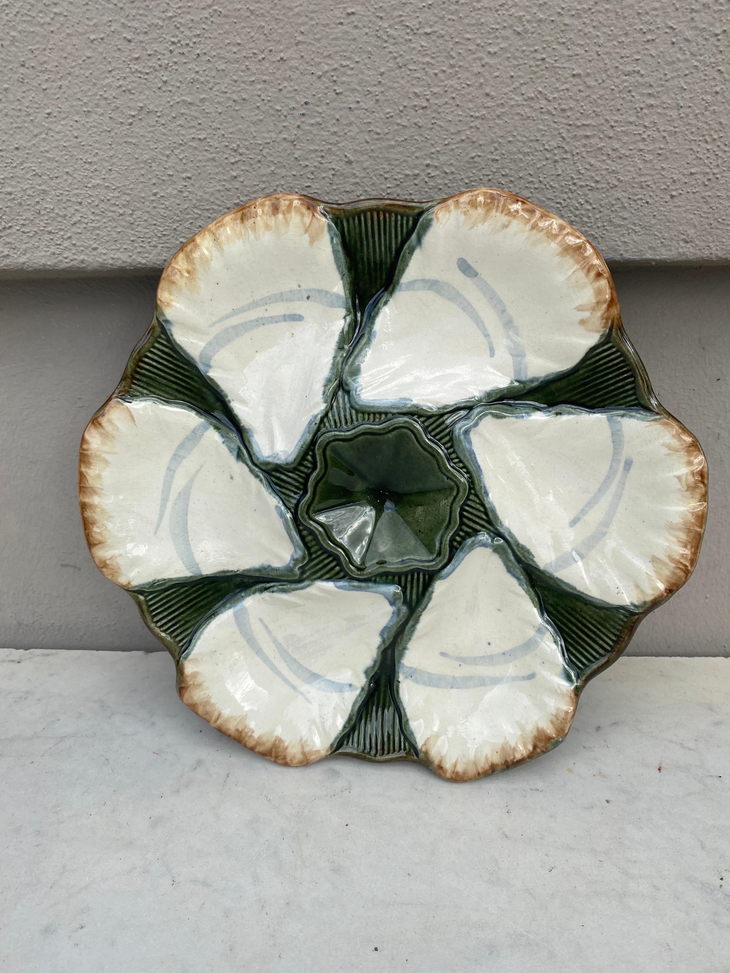 19th Century French Faience Oyster Plate Desvres For Sale 3