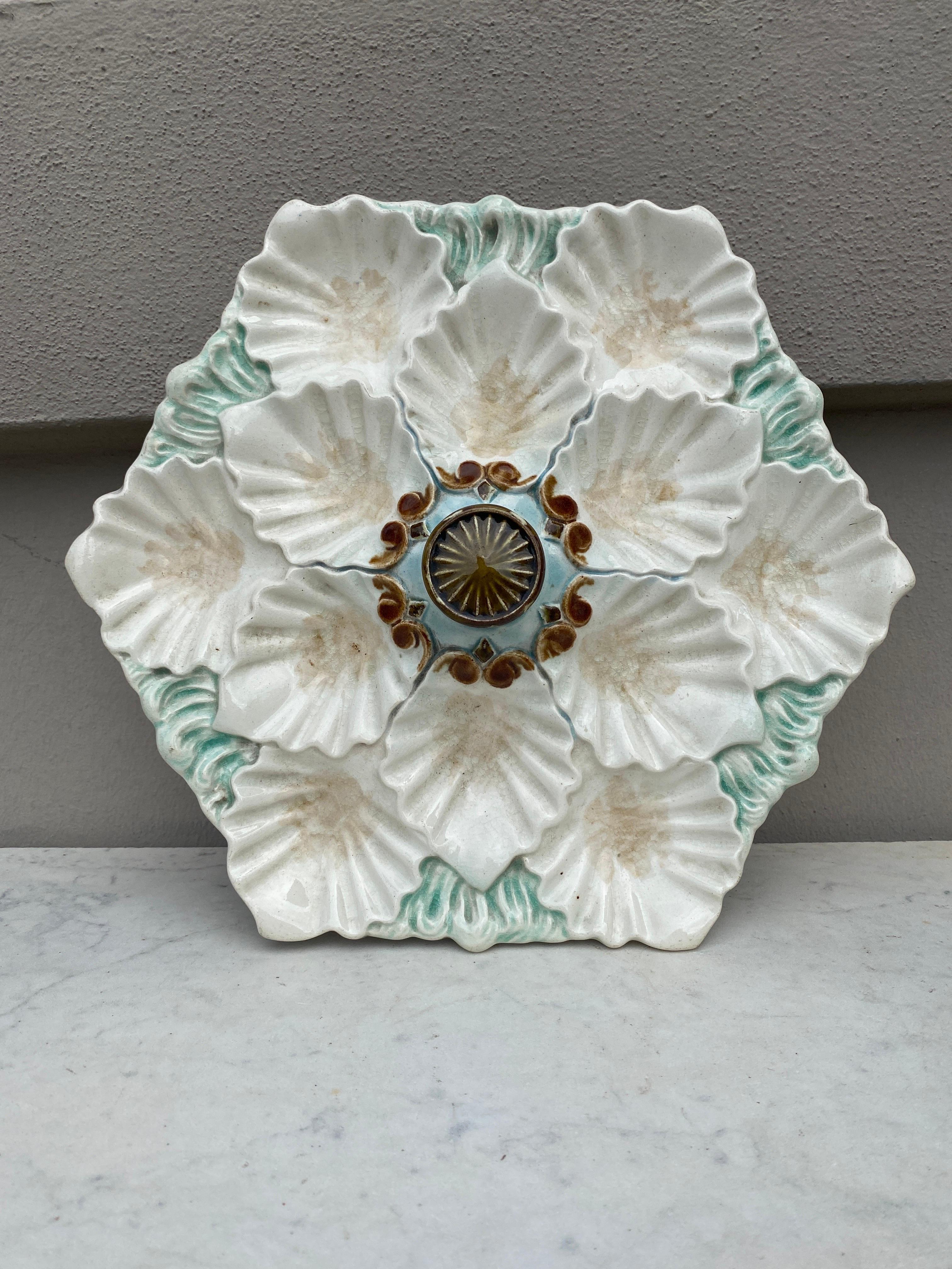 19th Century French Faience Oyster Plate Desvres For Sale 4