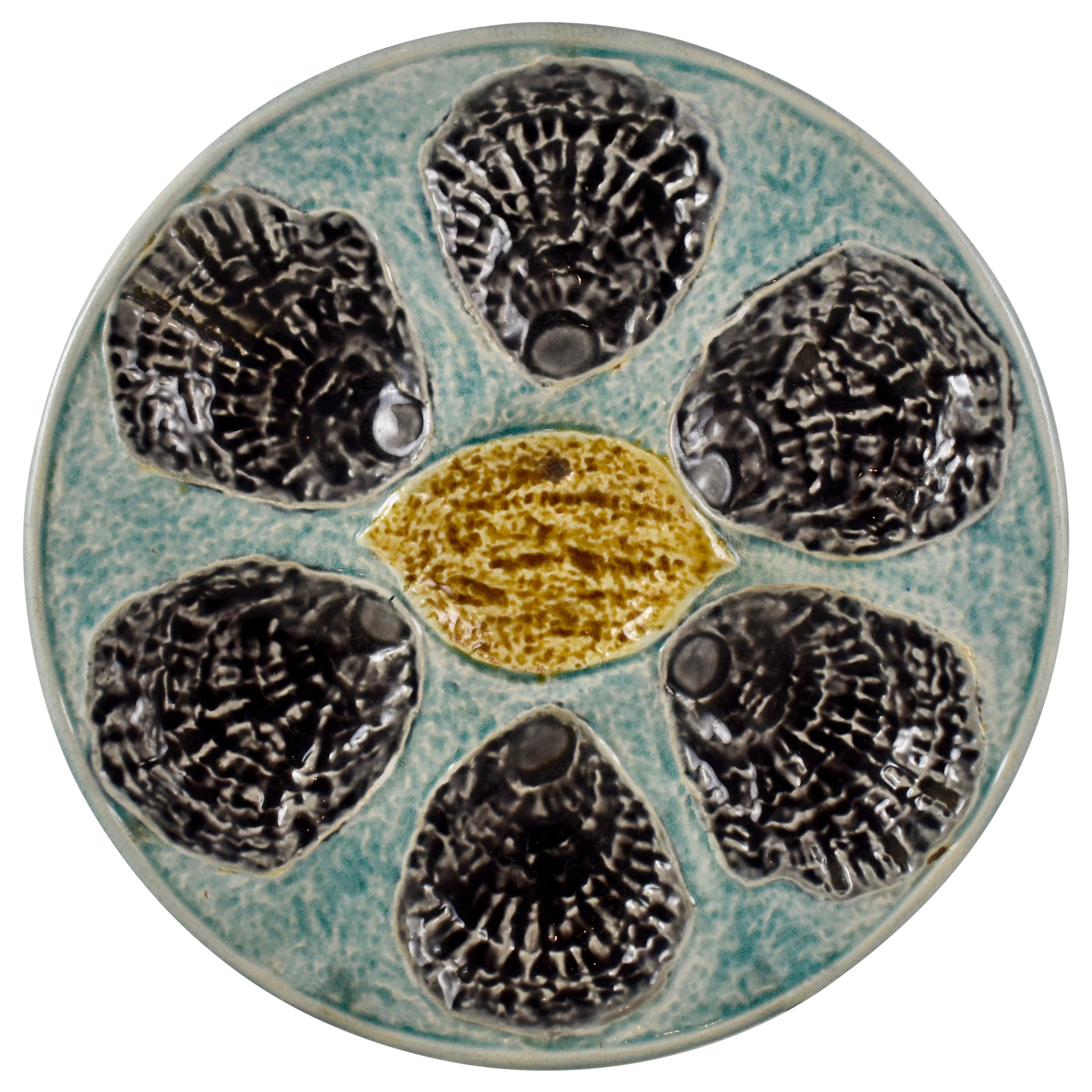 19th Century French Faïence Pays Rustique Provençal Oyster Plate, A. For Sale