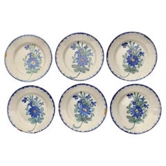 19th Century French Faience Plates, Set of Six