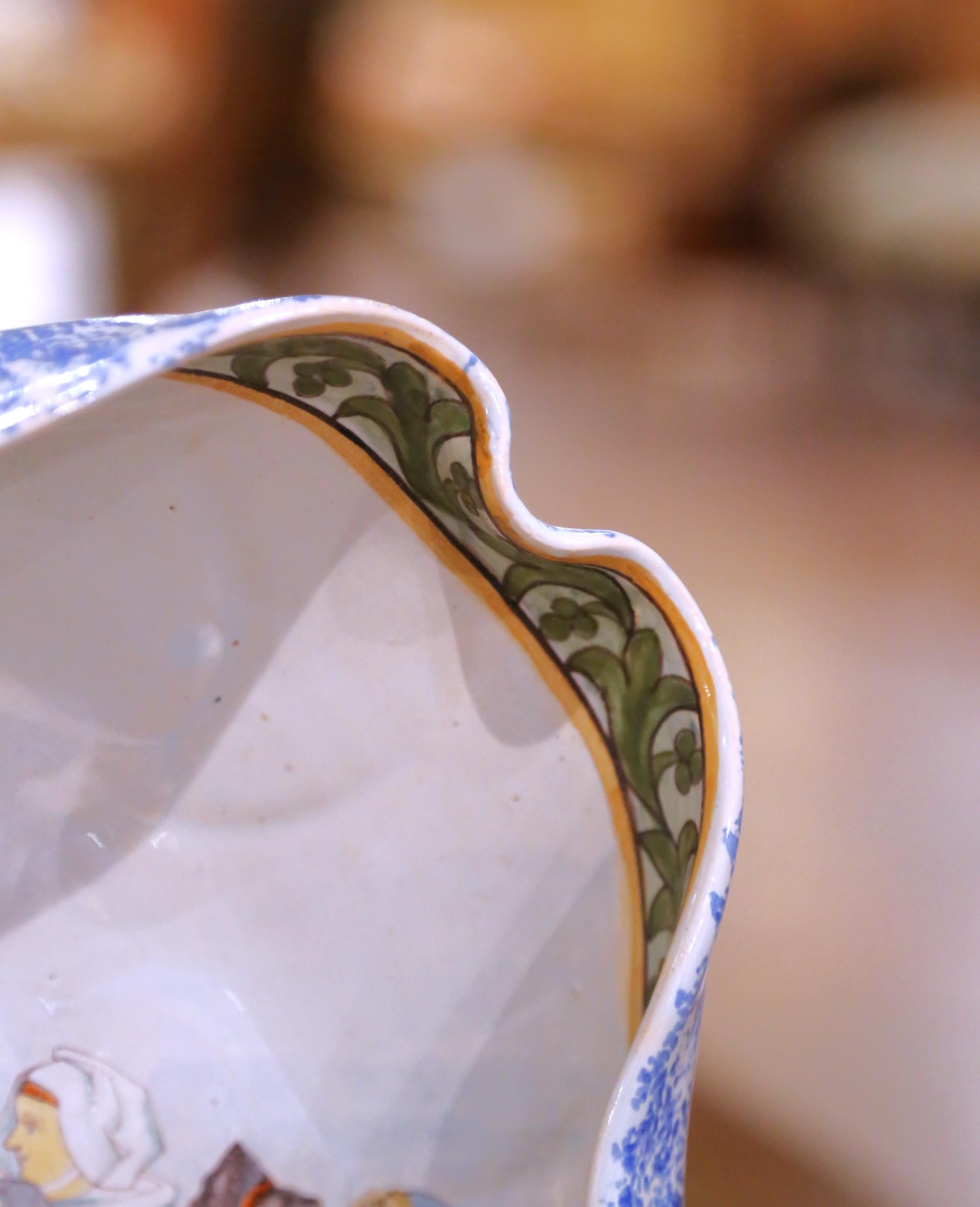 19th Century French Faience Porquier-Beau Quimper Decorative Dish For Sale 2