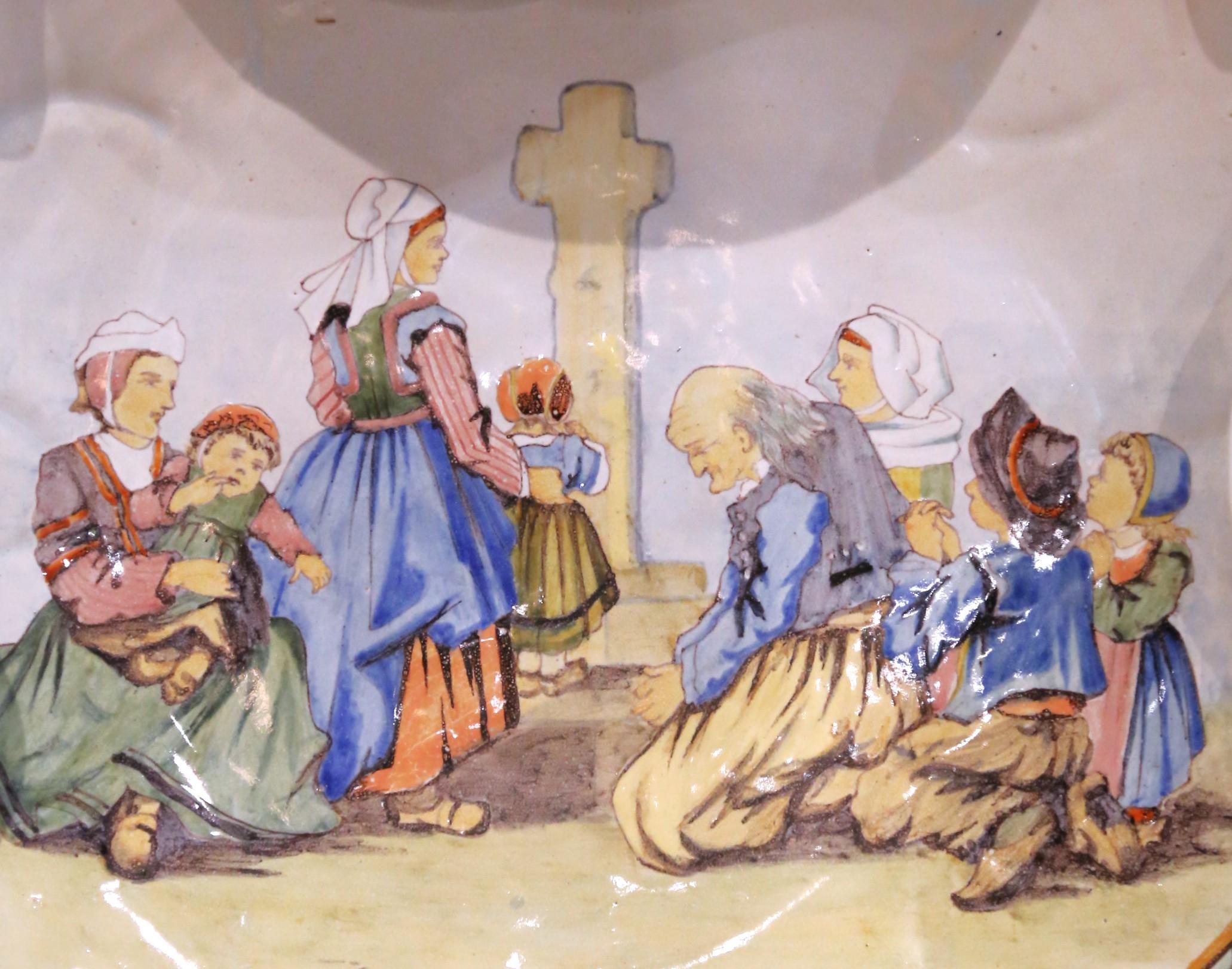 19th Century French Faience Porquier-Beau Quimper Decorative Dish For Sale 3