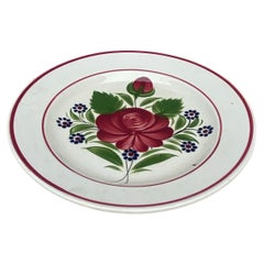 19th Century French Faience Rose Plate Sarreguemines