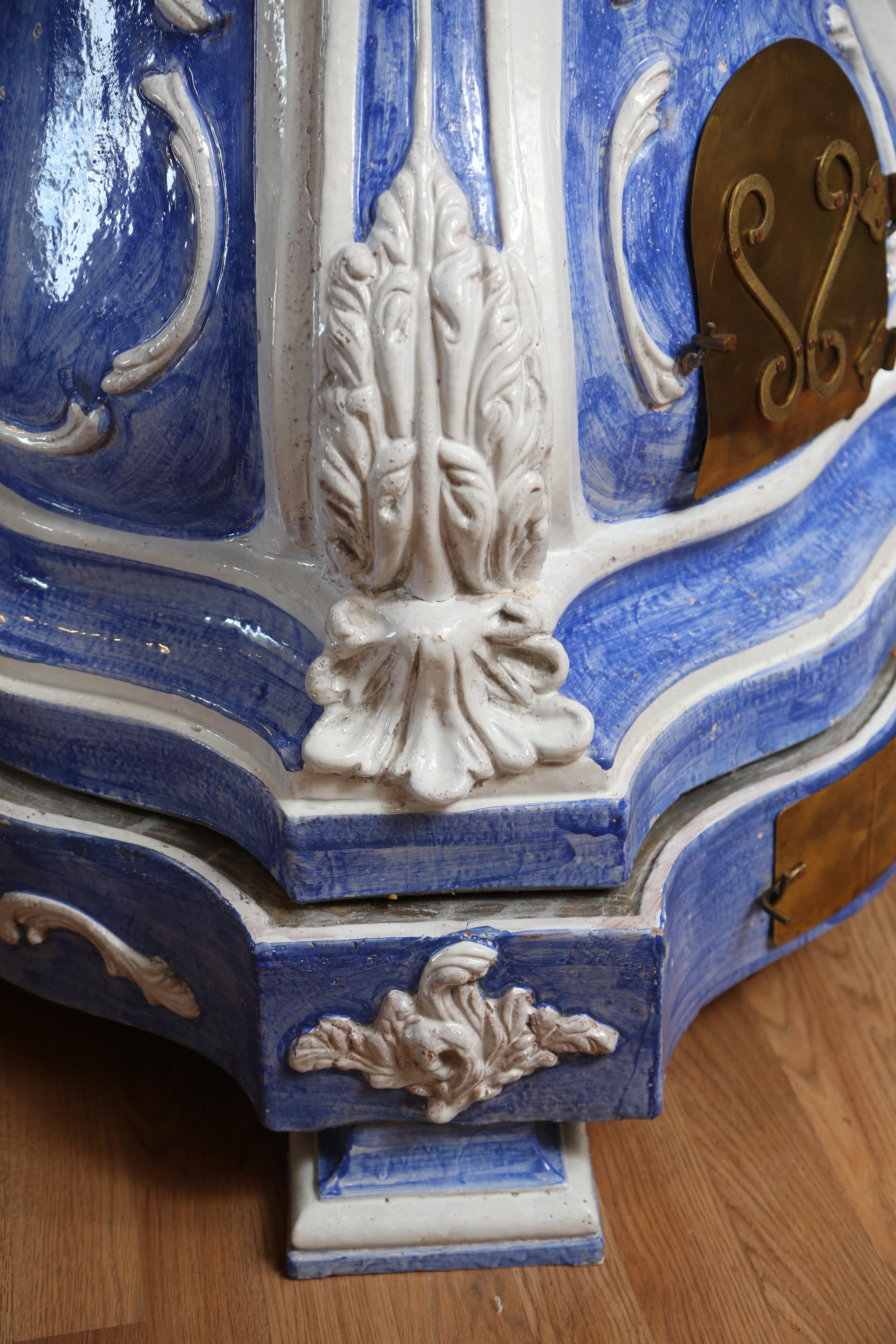 Terracotta 19th Century French Faience Stove