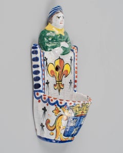 19th Century French Faience Wall Pocket, Hand-Painted, Circa 1890-1900