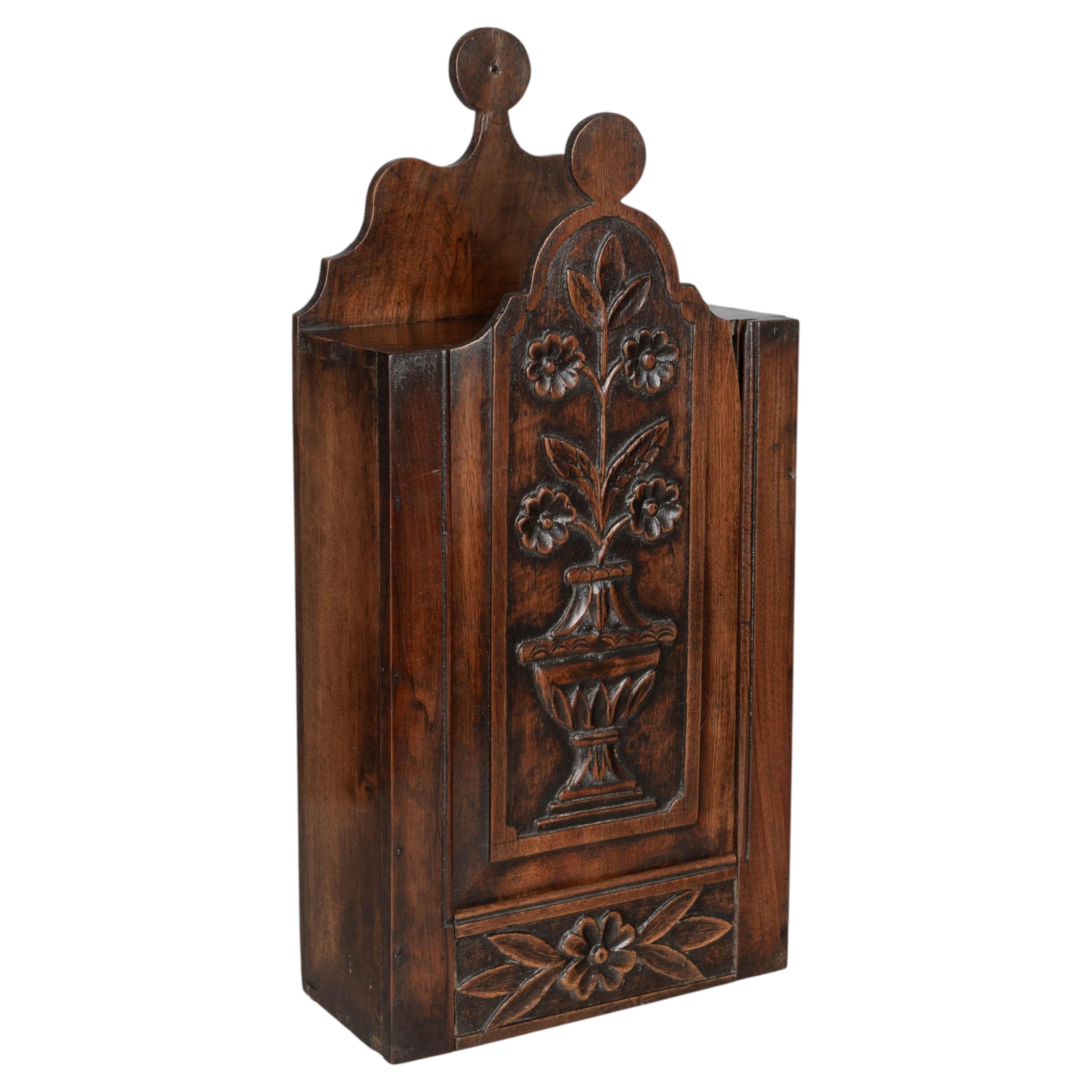 19th Century French Fariniere Box, Hand-Carved Walnut, Circa 1850