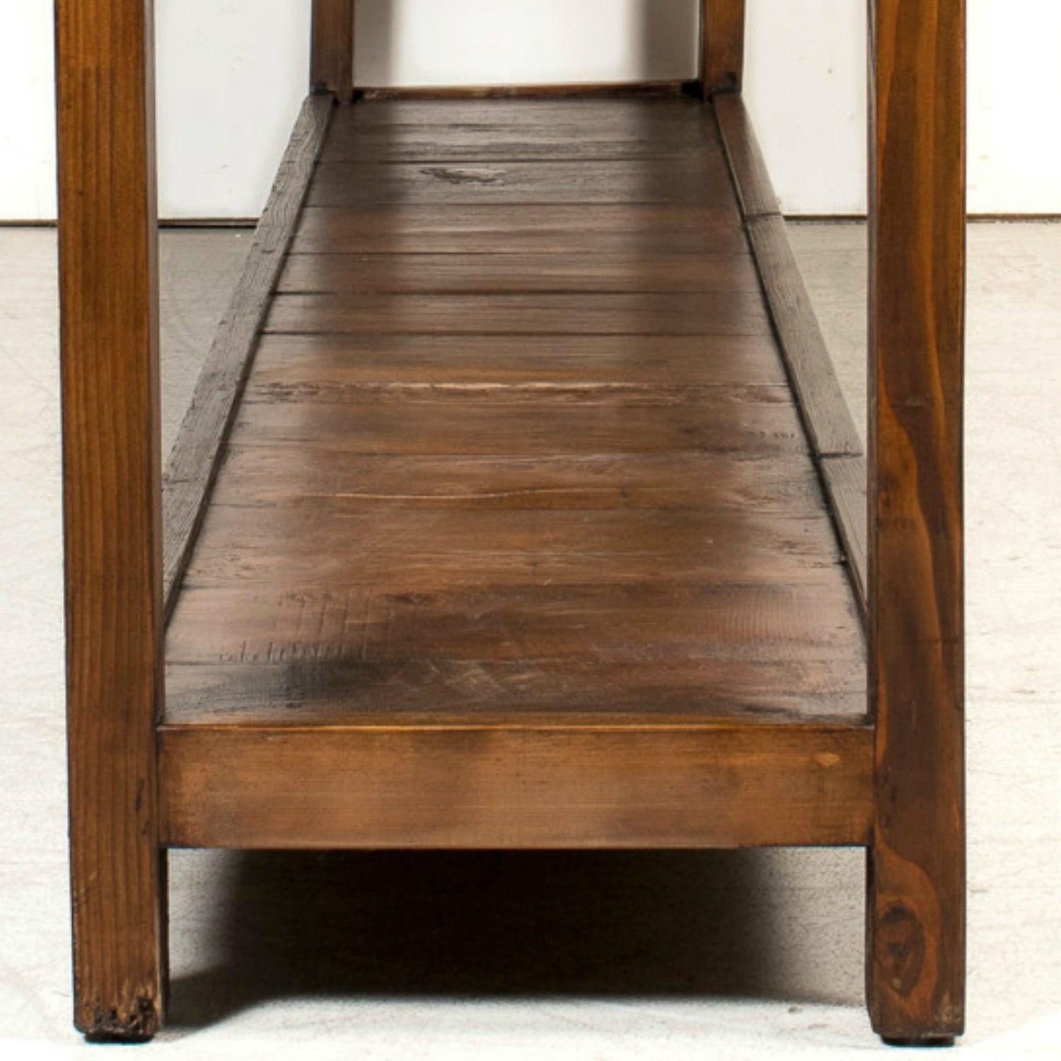 19th Century French Farm House Console Table with Four Drawers and Shelf For Sale 14