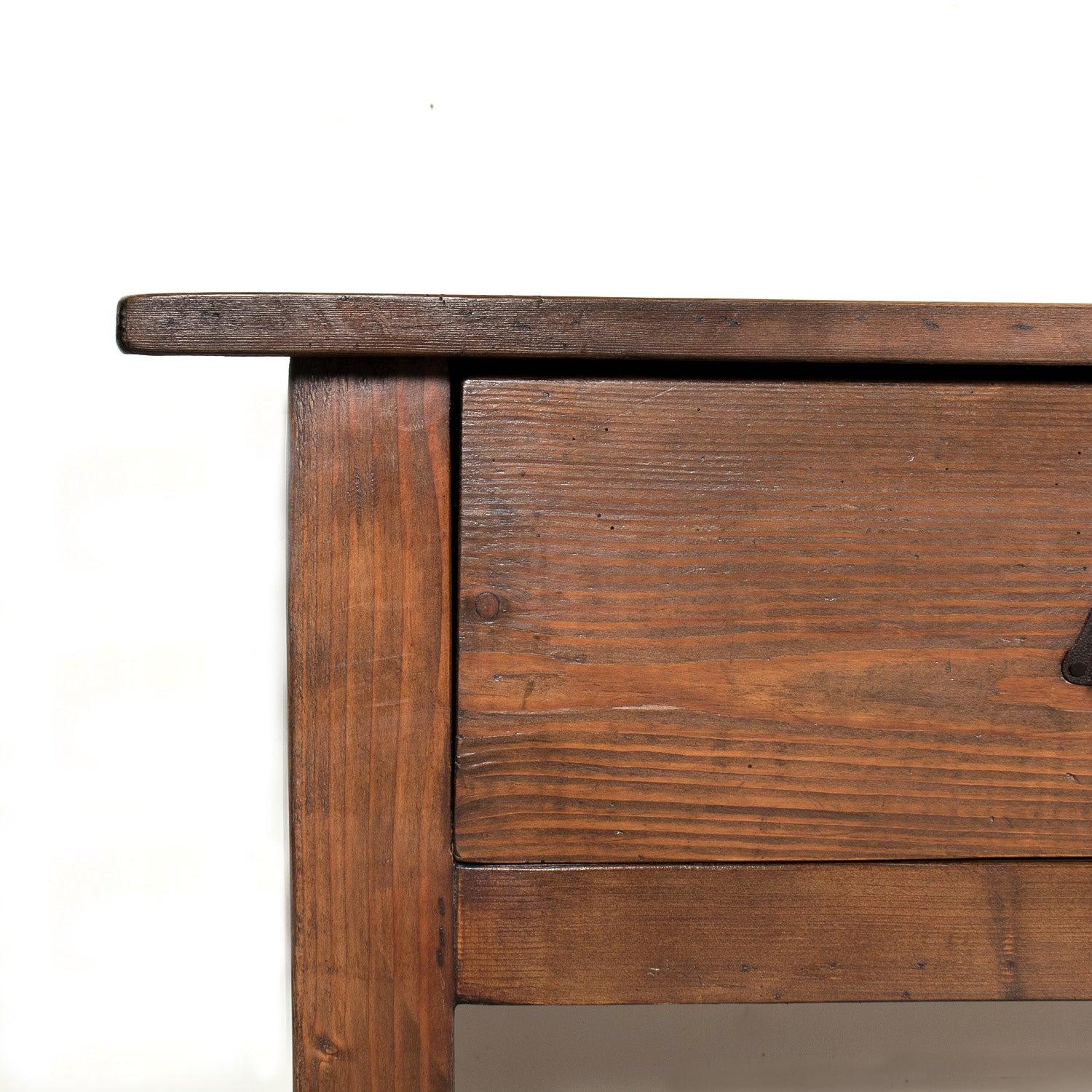 19th Century French Farm House Console Table with Four Drawers and Shelf For Sale 5