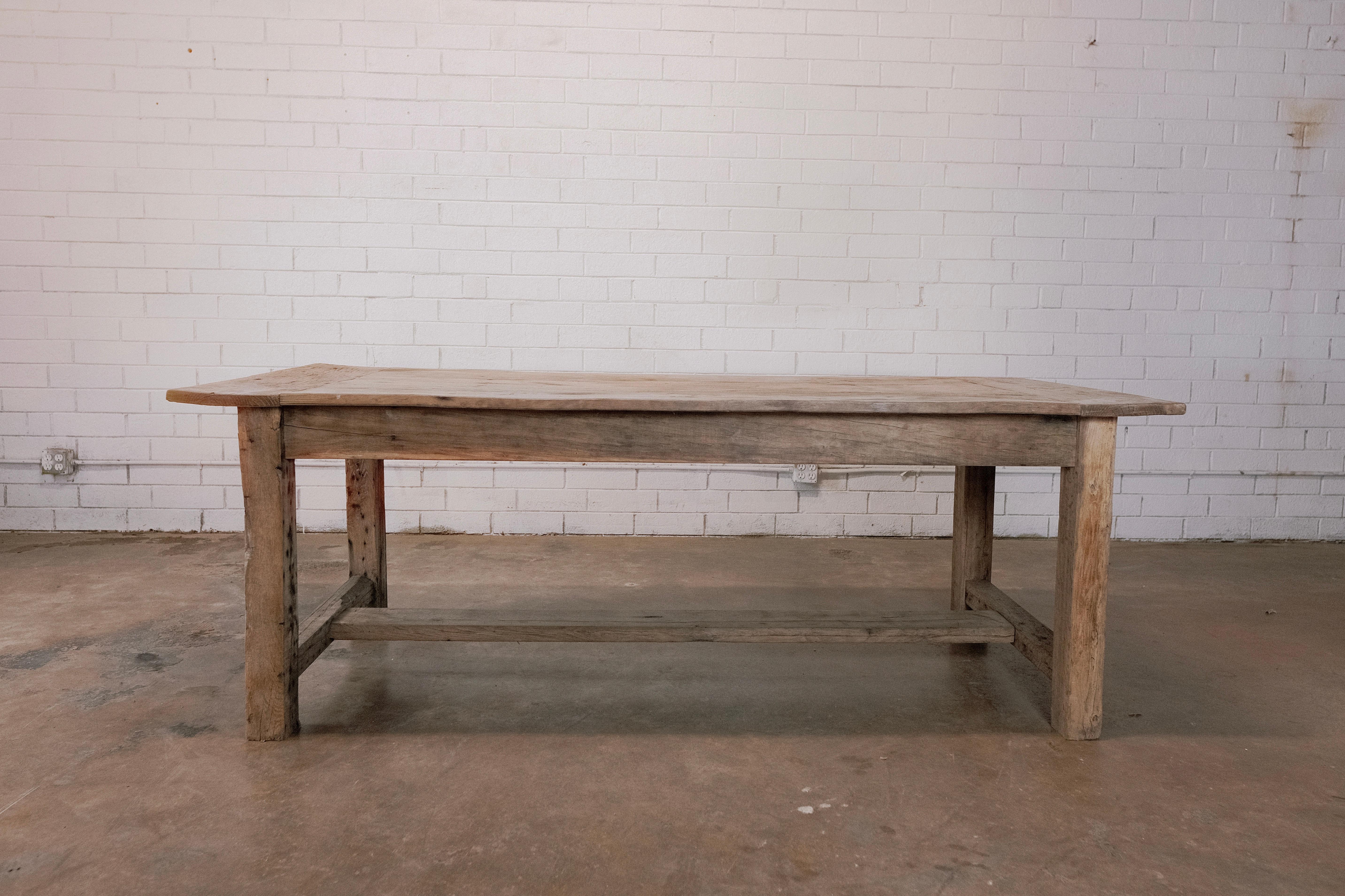 19th Century French Farm House Table with H Stretcher For Sale 4