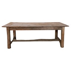 19th Century French Farm House Table with H Stretcher