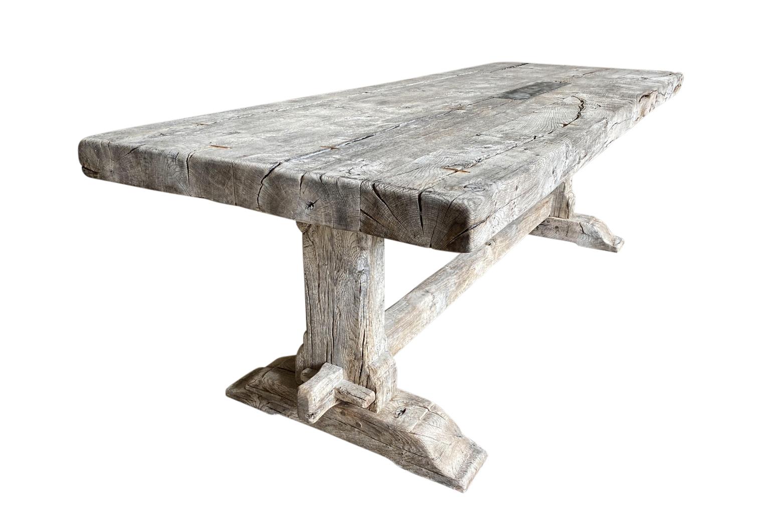 19th Century French Farm Table, Trestle Table In Good Condition In Atlanta, GA