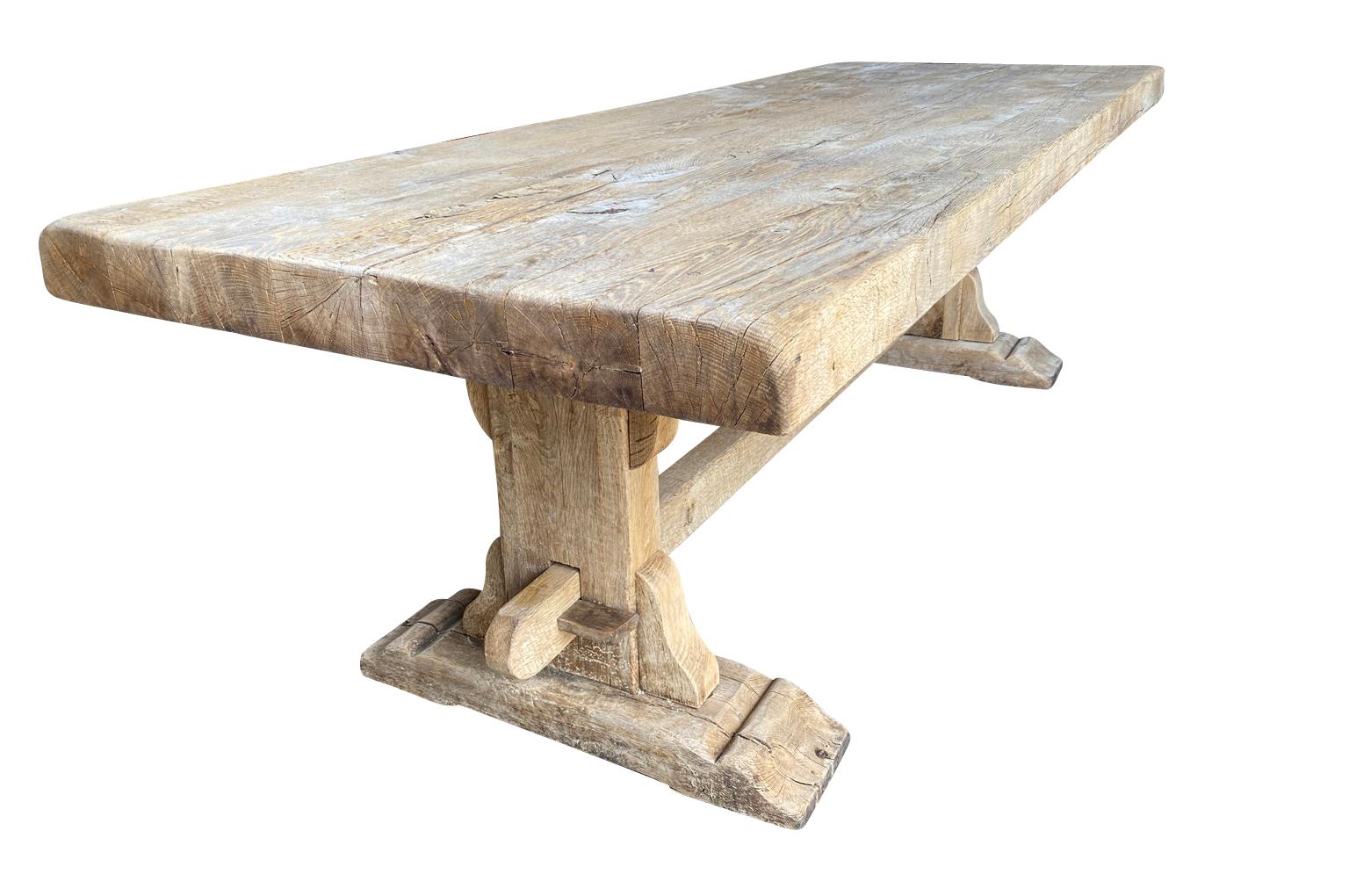 Oak 19th Century French Farm Table, Trestle Table