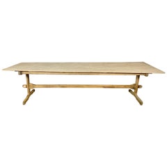 19th Century French Farm Table with Stretcher