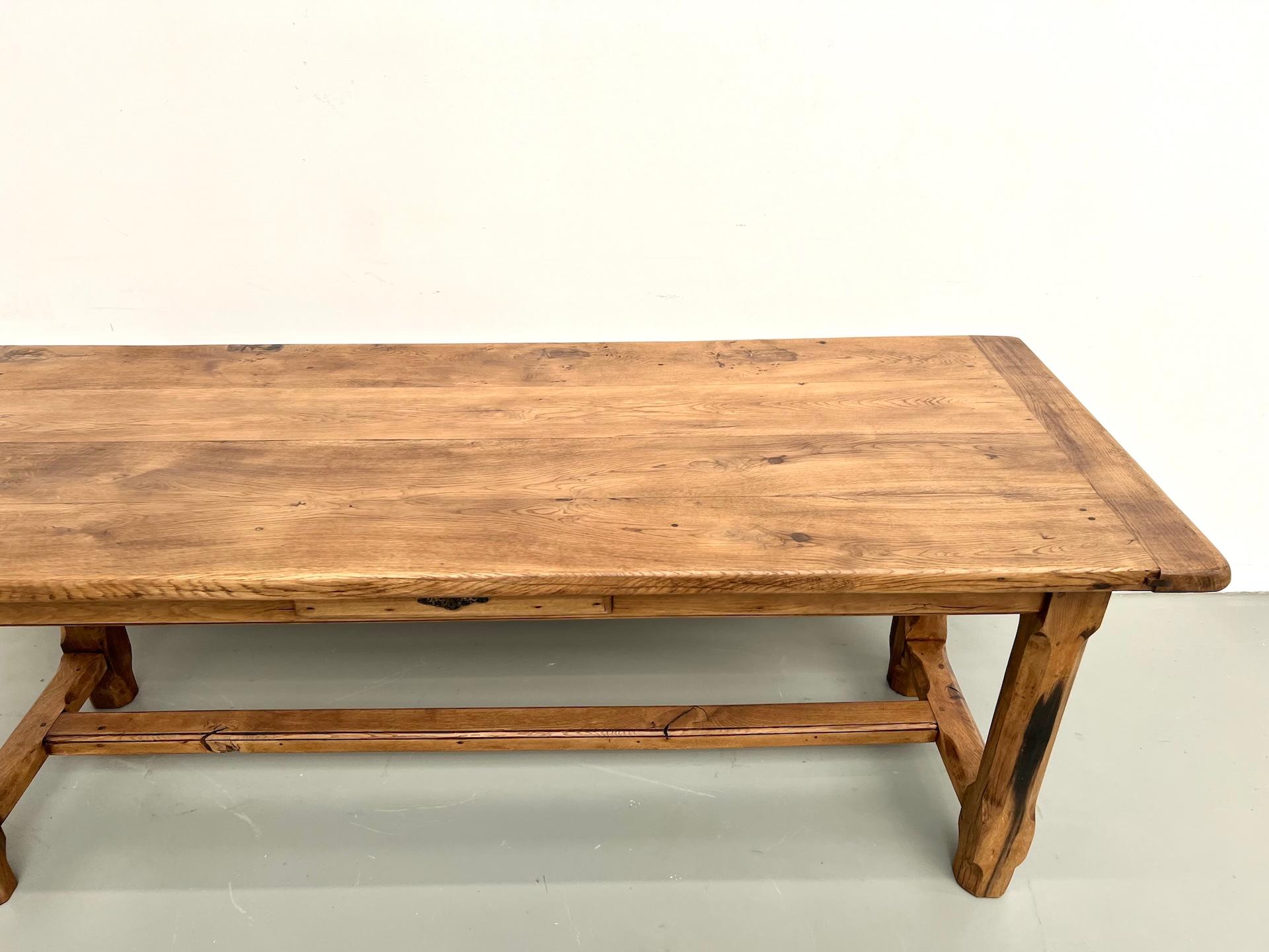 Fin du XIXe siècle Table de ferme française du 19ème siècle en chêne et noyer en vente