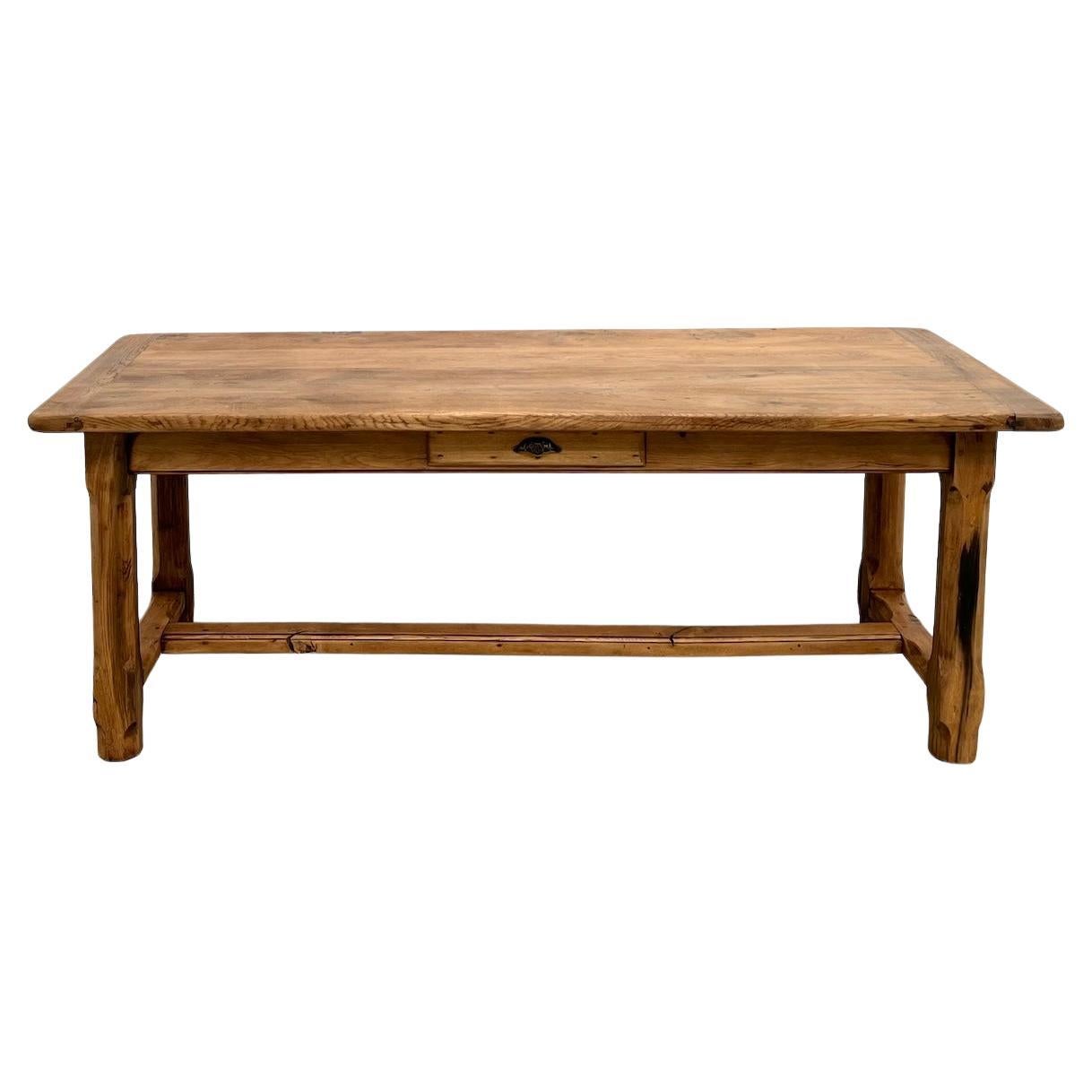 Table de ferme française du 19ème siècle en chêne et noyer