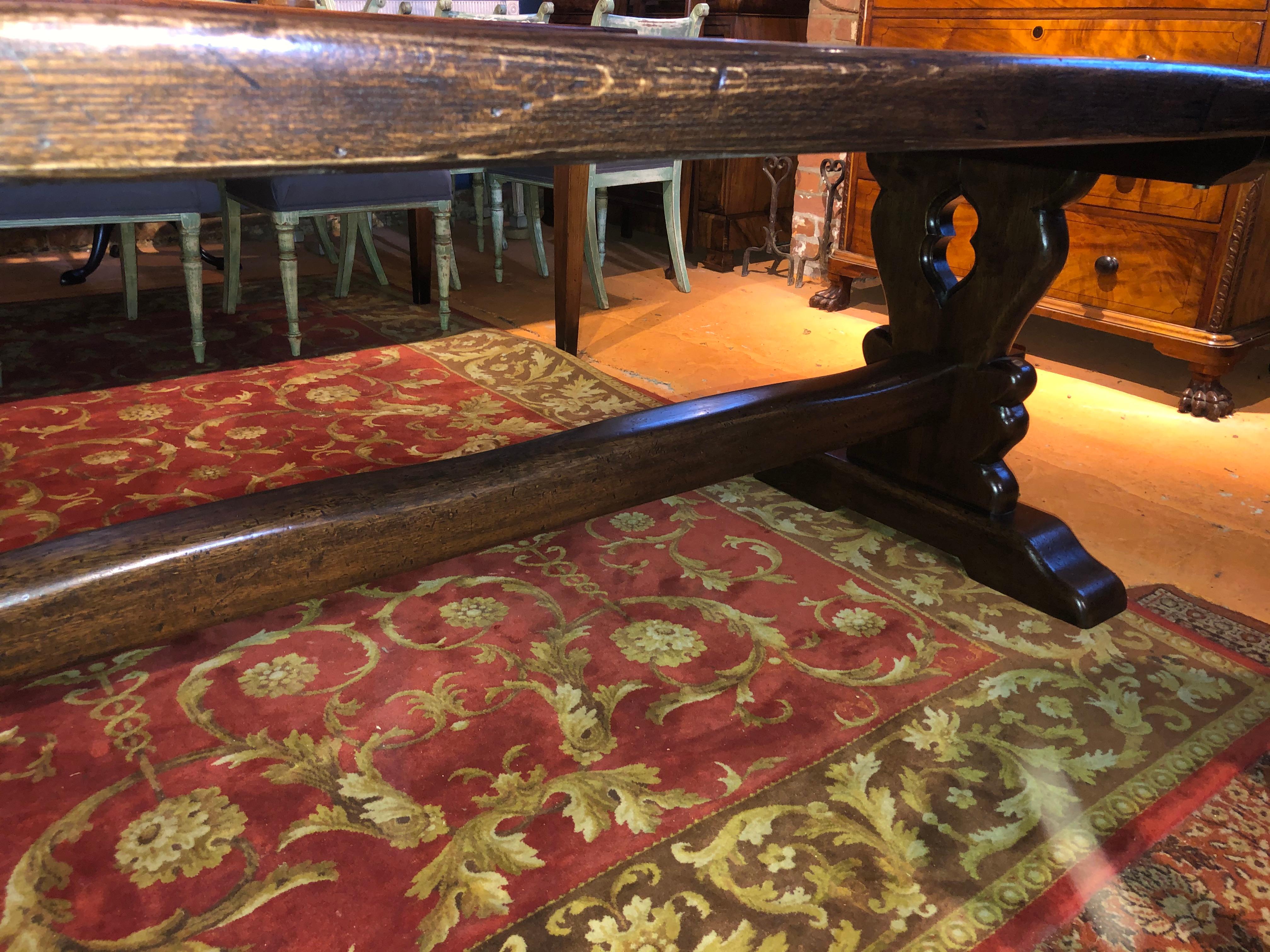 19th Century French Farmhouse Thick Top Oak Dining Table 2