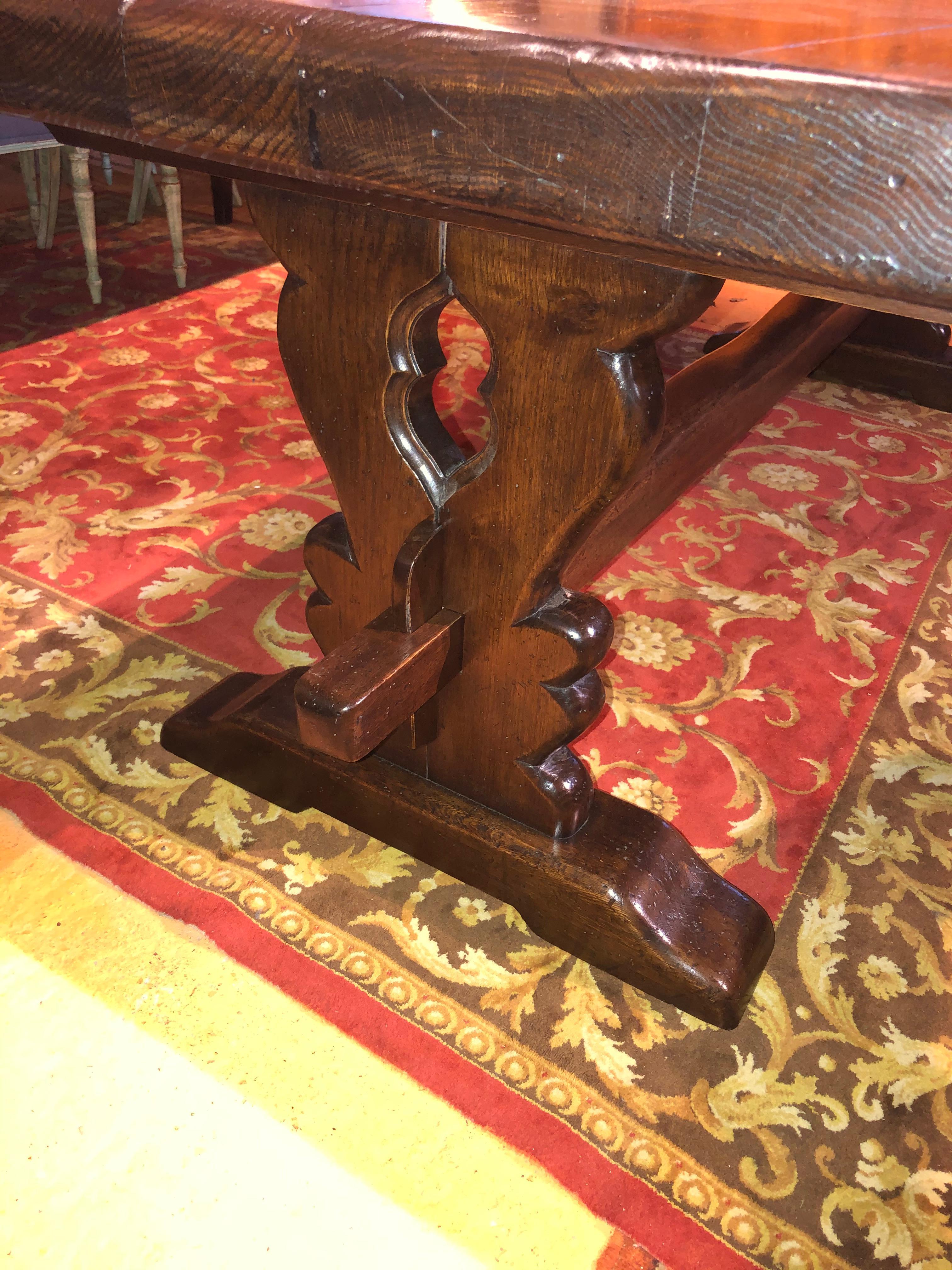 19th Century French Farmhouse Thick Top Oak Dining Table 3
