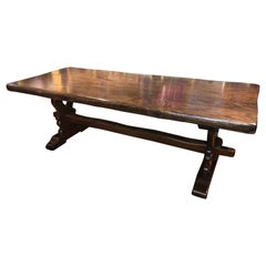 19th Century French Farmhouse Thick Top Oak Dining Table