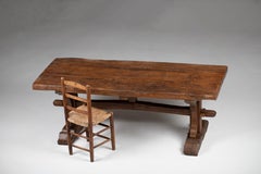 Tavolo a cavalletto francese del XIX secolo in Oak massiccio