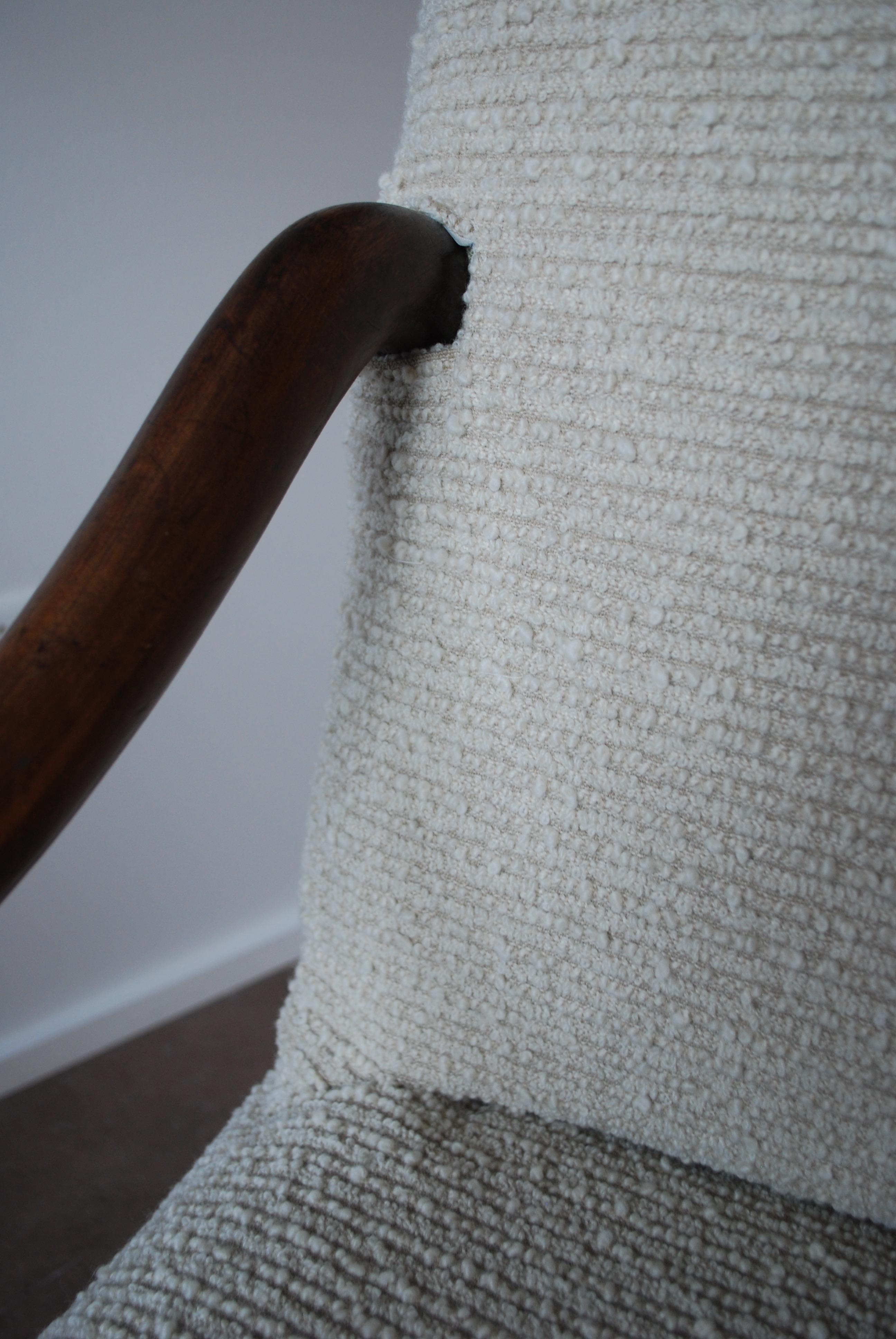 Hand-Carved 19th Century French Fauteuil Walnut Armchair with Textual Slip Cover