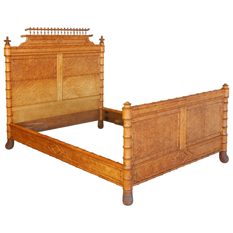 Maple Burl Queen Bed At 1stdibs, Bamboo Headboard Queen Size Dimensions