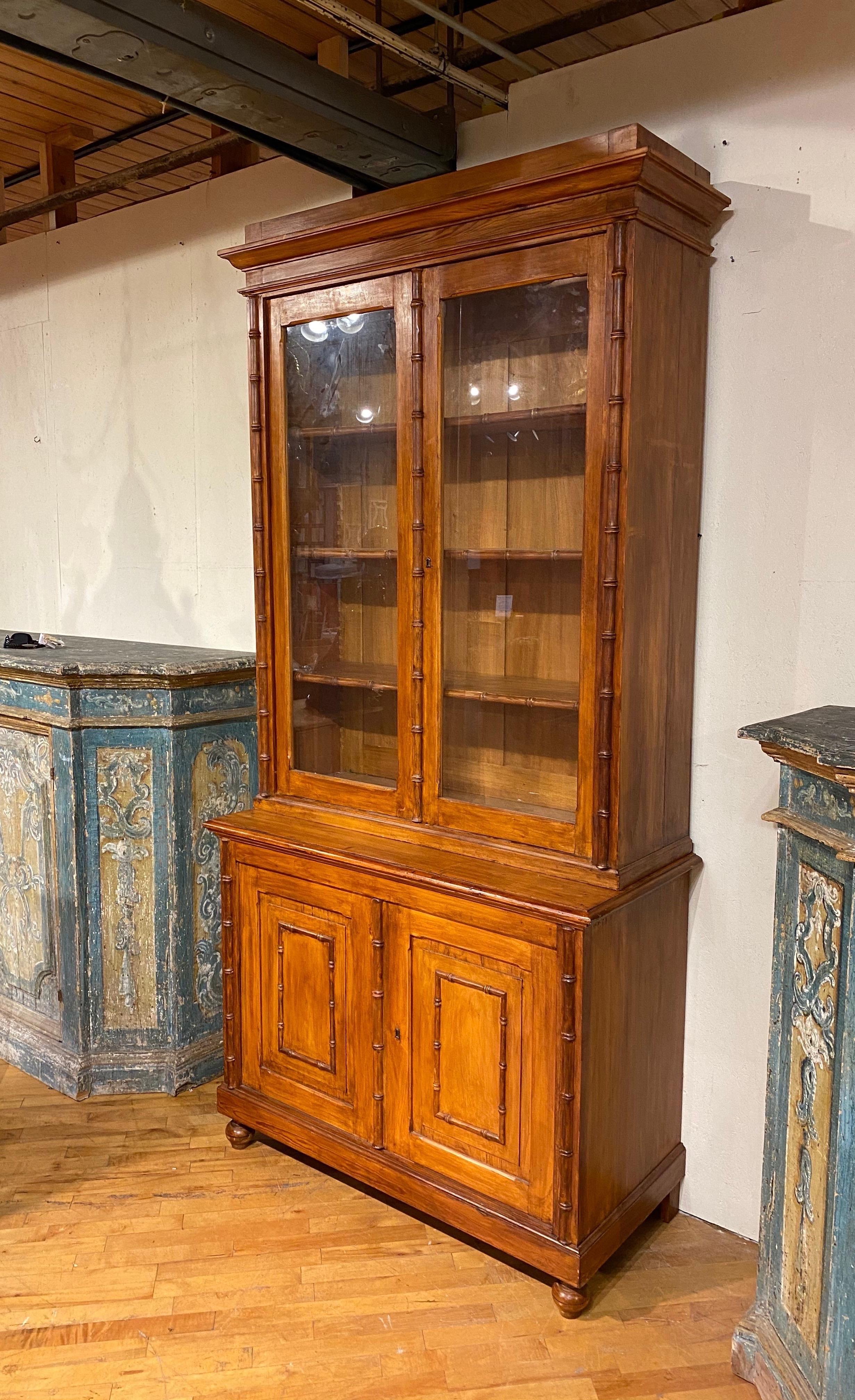 Aesthetic Movement 19th Century French Faux Bamboo and Pine Cabinet