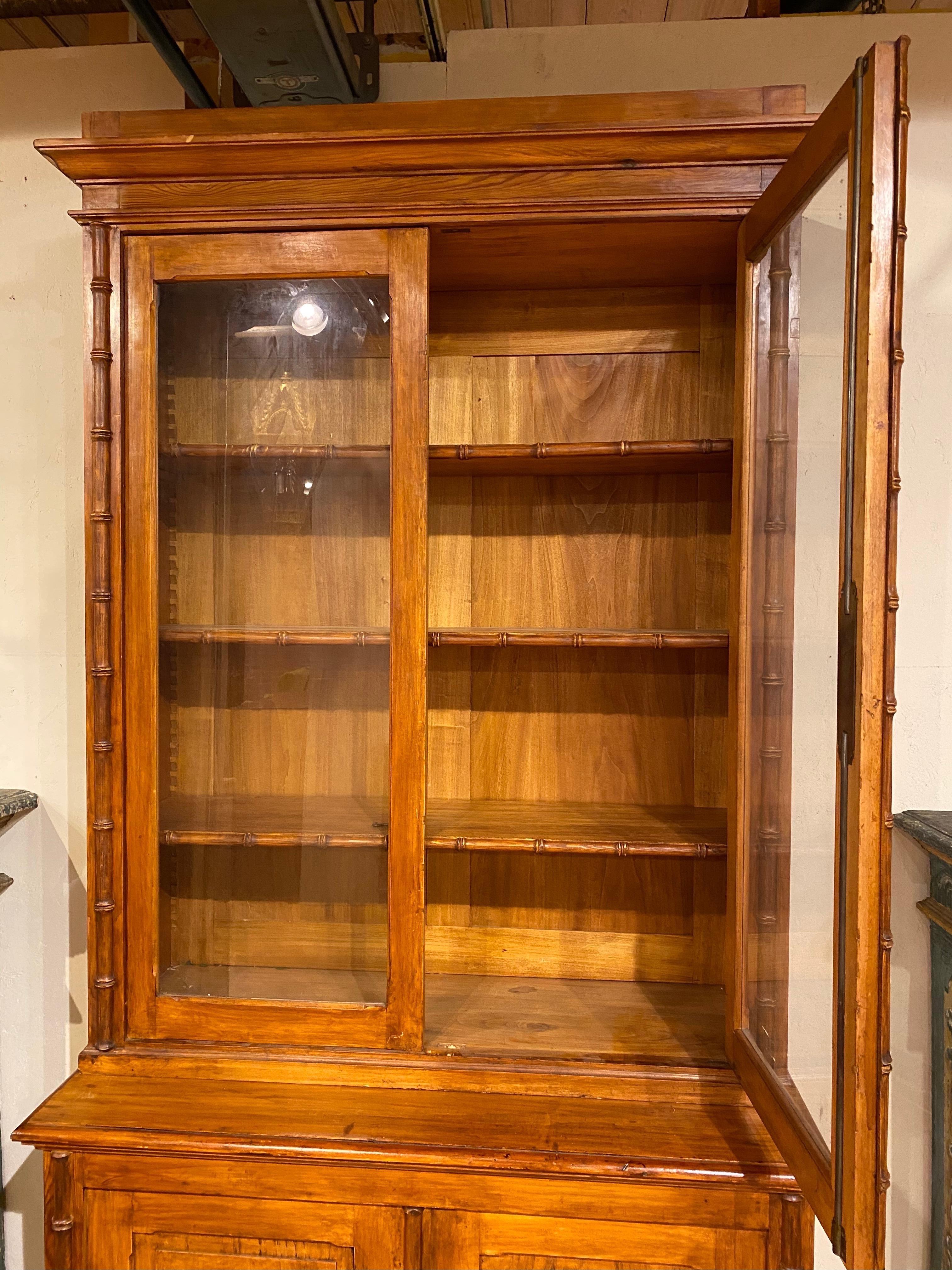 19th Century French Faux Bamboo and Pine Cabinet 2