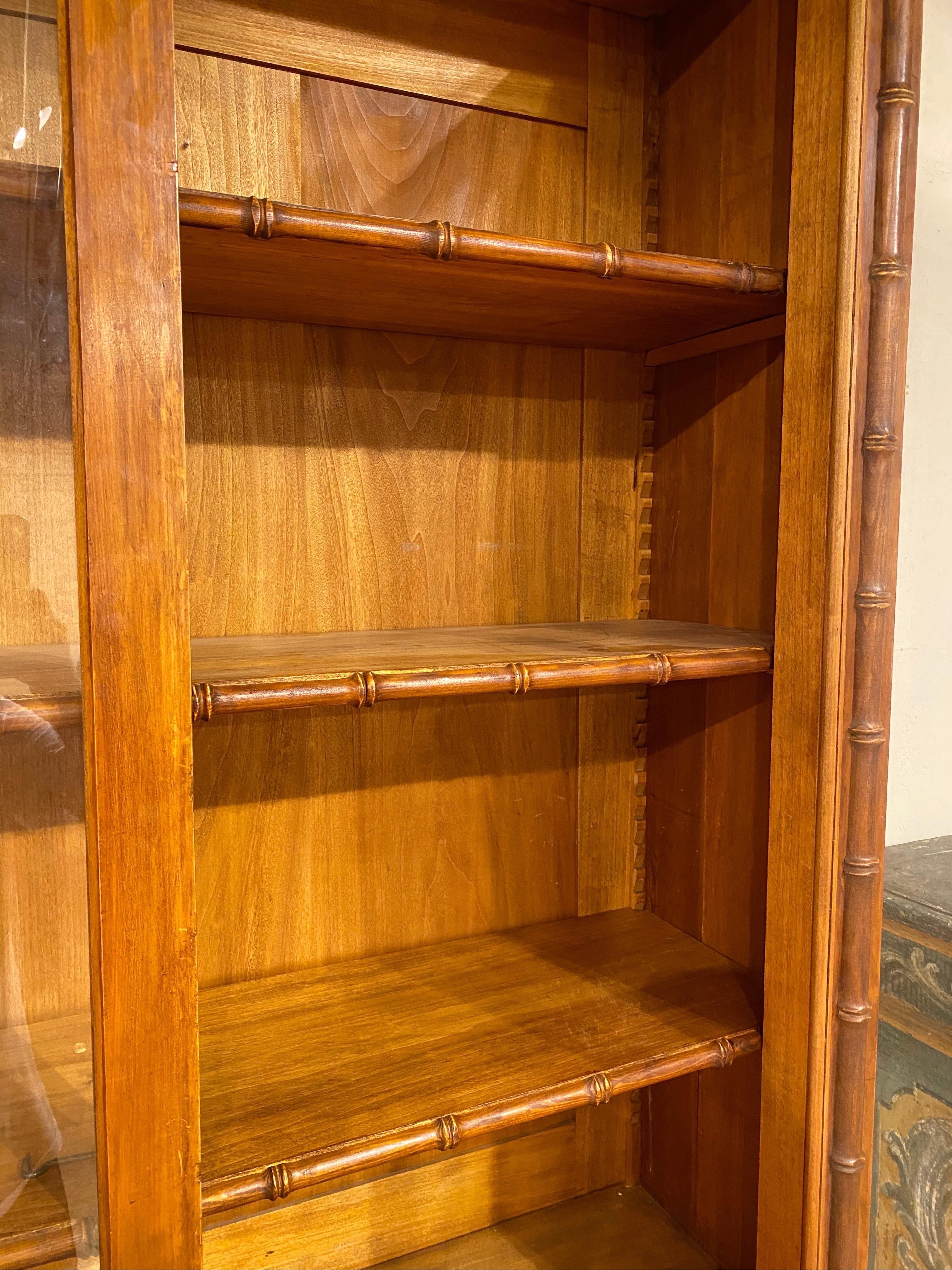 19th Century French Faux Bamboo and Pine Cabinet 3