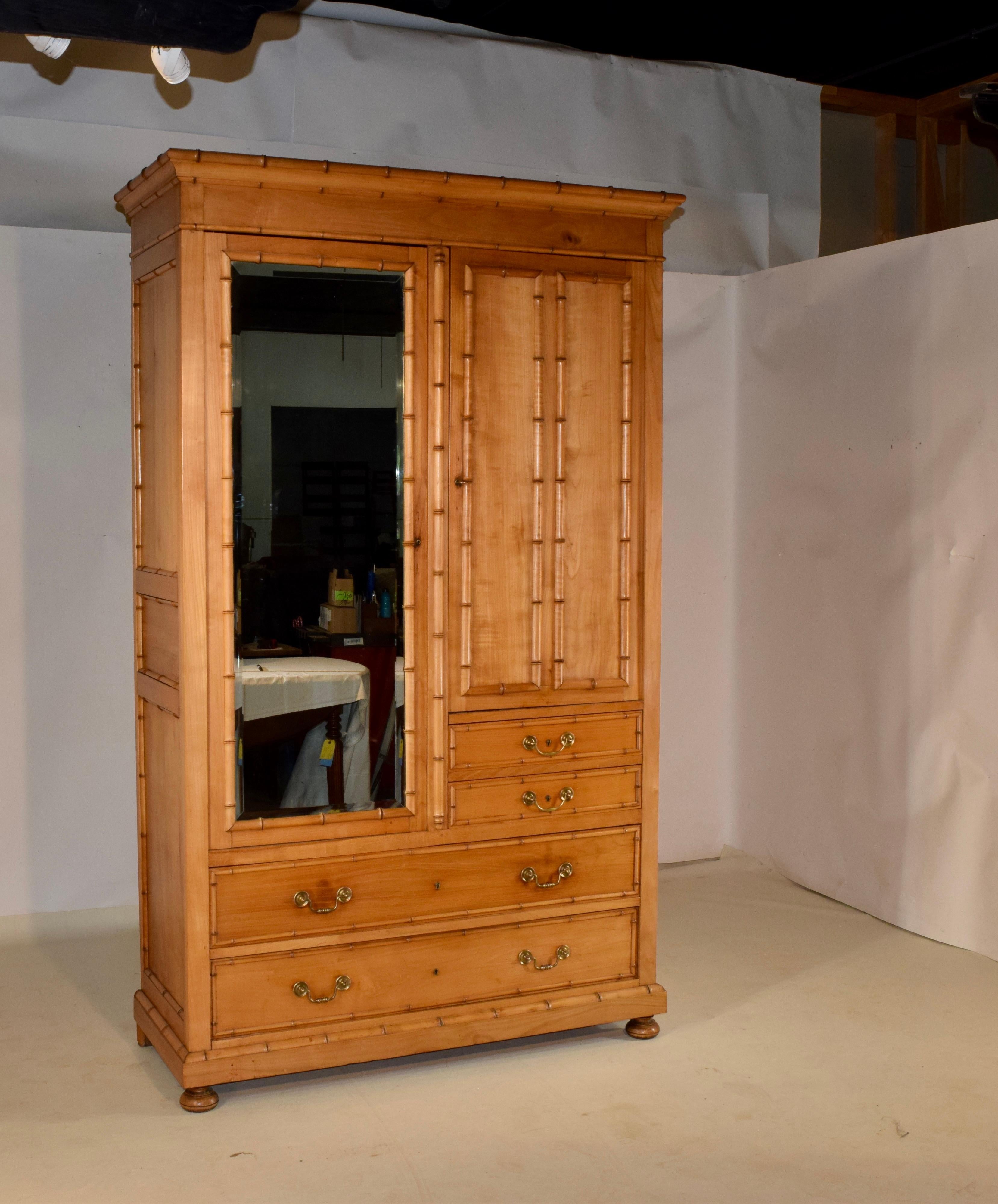 Art Nouveau 19th Century French Faux Bamboo Armoire