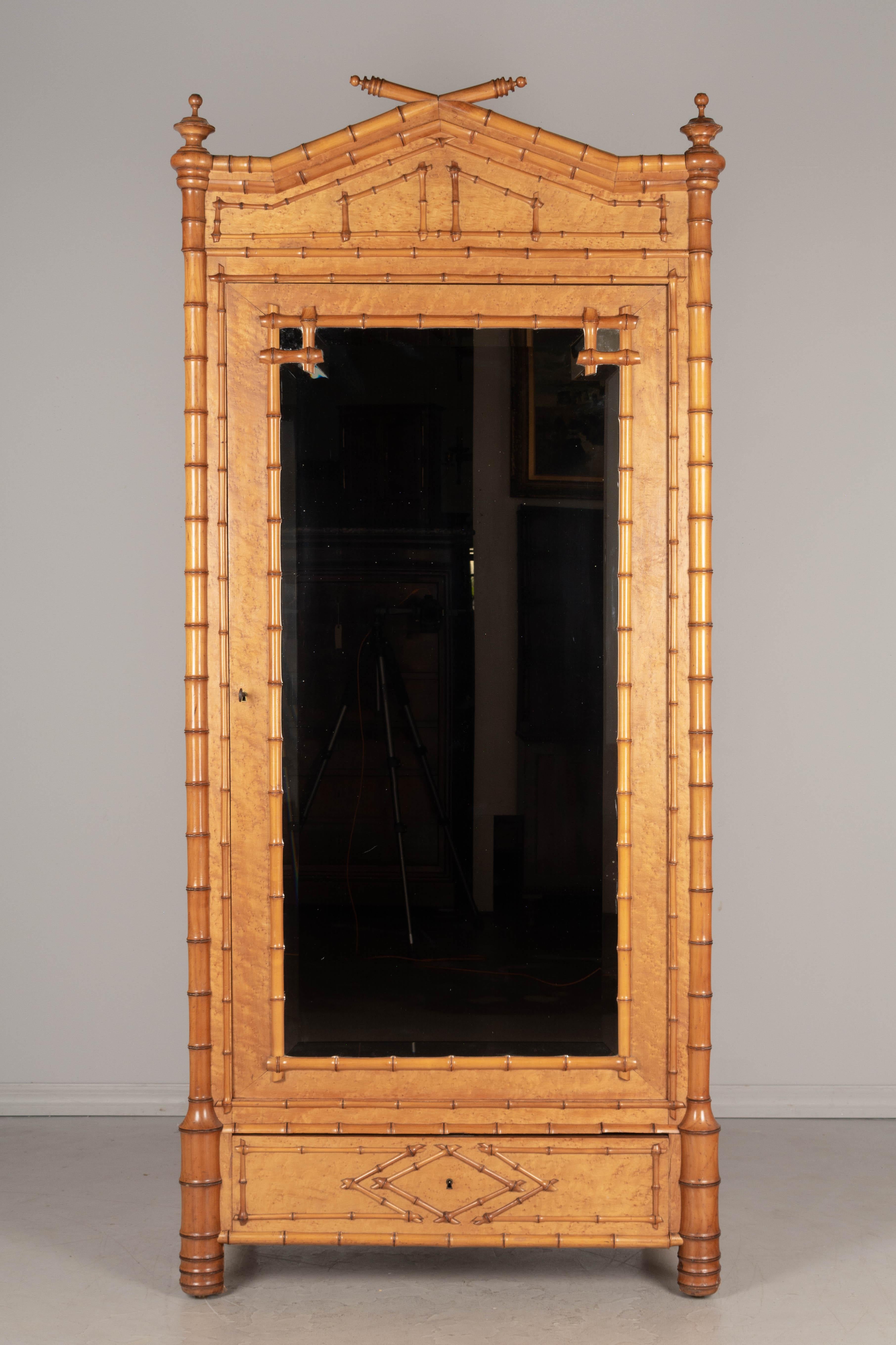 19th Century French Faux Bamboo Armoire or Wardrobe In Good Condition In Winter Park, FL