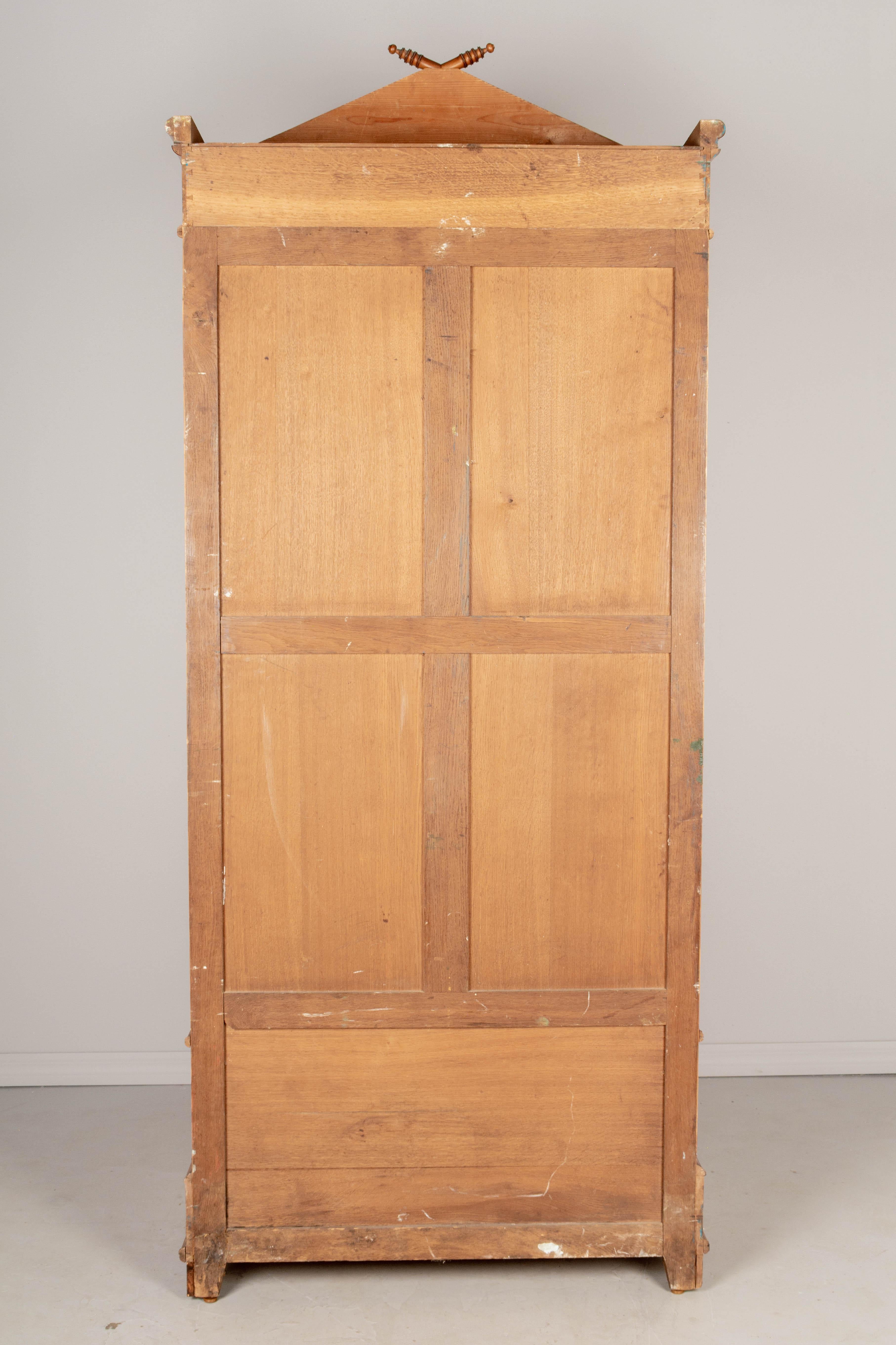 Mirror 19th Century French Faux Bamboo Armoire or Wardrobe